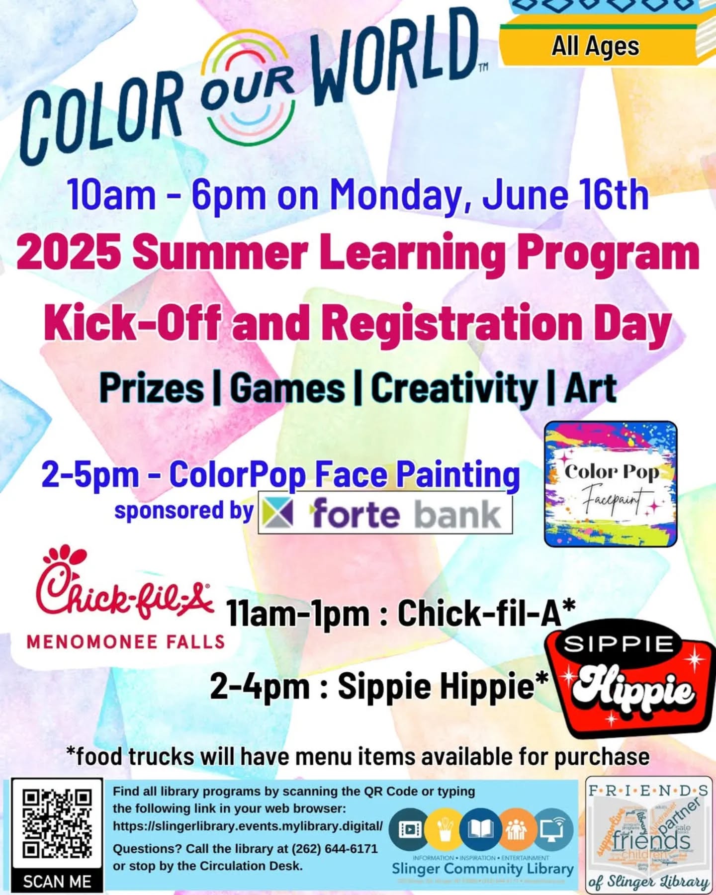 Mark your calendar for Monday June 16th! I will be painting at the @slingercommunitylibrary along with @sippiehippiecoffee and @chickfila ! It's the perfect time to get your kids and yourself ready for summer reading! Can't wait to see you there!