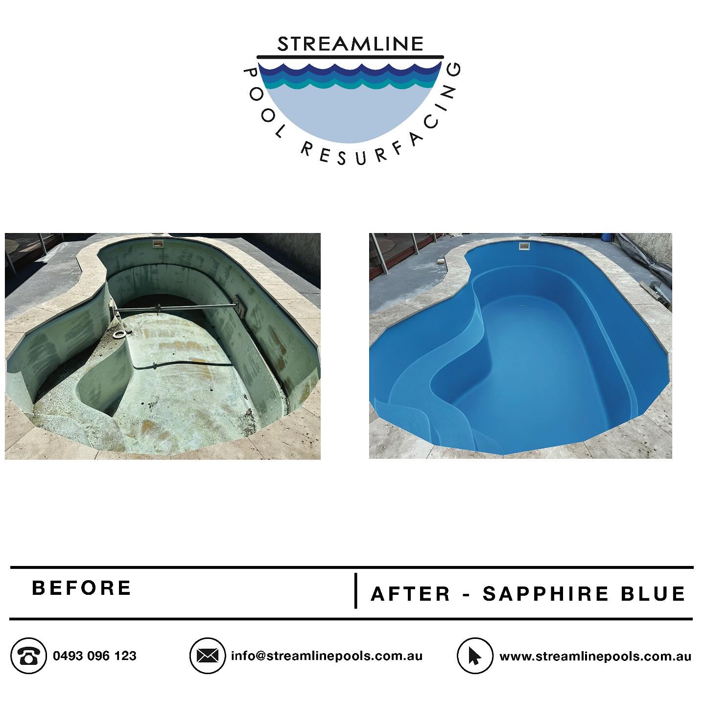 Before & after - a full fiberglass resurfacing, osmosis removal and repairing of bulging floor damage.
Completed in sapphire blue and based in Meridian Plains, Sunshine Coast
.
.
.
#streamlinepoolresurfacing
#resurface
#repair #swimmingpool
#fiberglass
#australianbackyard #maintenance #investment#sunshinecoast #osmosis #refurbish #refresh #beforeandafter #sapphire #blue #sunshinecoast #repair #restoration