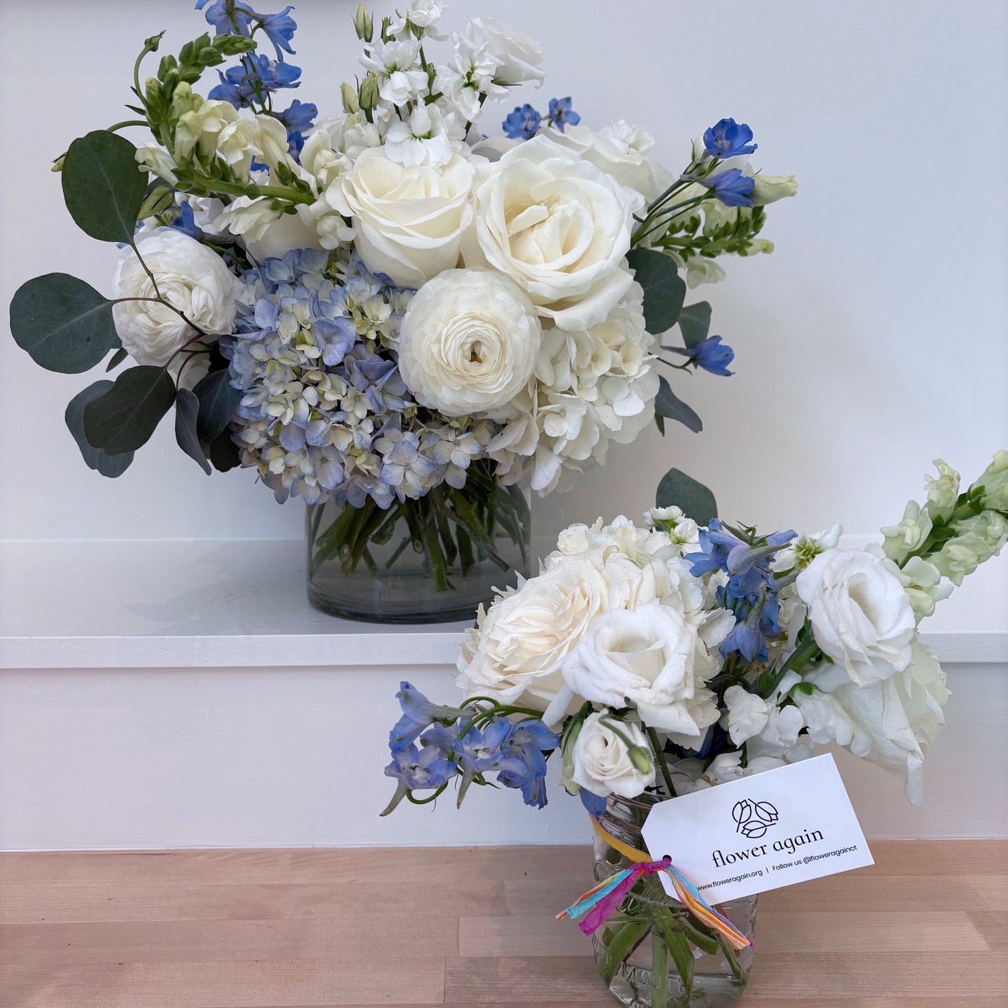 Our before/after picture of a wedding floral centerpiece turned into a bedside arrangements. All of this is possible due to the generosity of @jberenblum's family. Julie recently married and thoughtfully donated her florals to us to transform and bring smiles to the residents at Stamford Manor...take a look at how we pickup, sort, create and deliver 100+ arrangements to these seniors in our community who could use the emotional lift. Thank you Julie for sharing your special day with so many!!! ❤️ Florals @flowersbydaniellellc