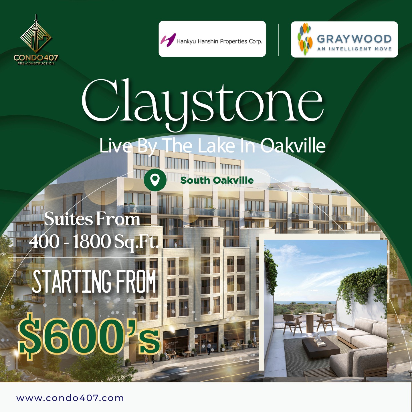 🏡 NEW Claystone Condos
📍 North Oakville
💰 Starting From $600’s
✨ Project Highlights:
✔️ 141 Designer Suites (480–1,800+ sq.ft | 1–3 bedrooms + den)
✔️ 7-Story Boutique Building with 6,000 sq.ft premium amenities
✔️ Steps to Bronte Harbour – dine, stroll, and unwind by the water
✔️ 12 mins to Sheridan College 🎓 | 30 mins to downtown Toronto 🚆
✔️ 2028 Occupancy – secure today for long-term value
🏆 Legendary Developers:
Graywood @graywooddevelopment ($10B portfolio | 40+ years excellence)
Hankyu Hanshin @hhp_recruit (100+ year heritage | Global award-winners)
📢 Exclusive Pre-Launch Access! Limited suites available.
📢 Register today & don’t miss this opportunity!
📩 CONTACT ME NOW TO LEARN MORE:
☎️ 416.856.1997
☎️ 416.879.6118
📧 info@condo407.com
🌐 www.condo407.com
#ClaystoneCondos #LuxuryLiving #BronteVillage #OakvilleRealEstate #InvestInOakville #GraywoodDevelopments #WaterfrontLiving #PreConstructionCondo #GTAResidential #TorontoCondos