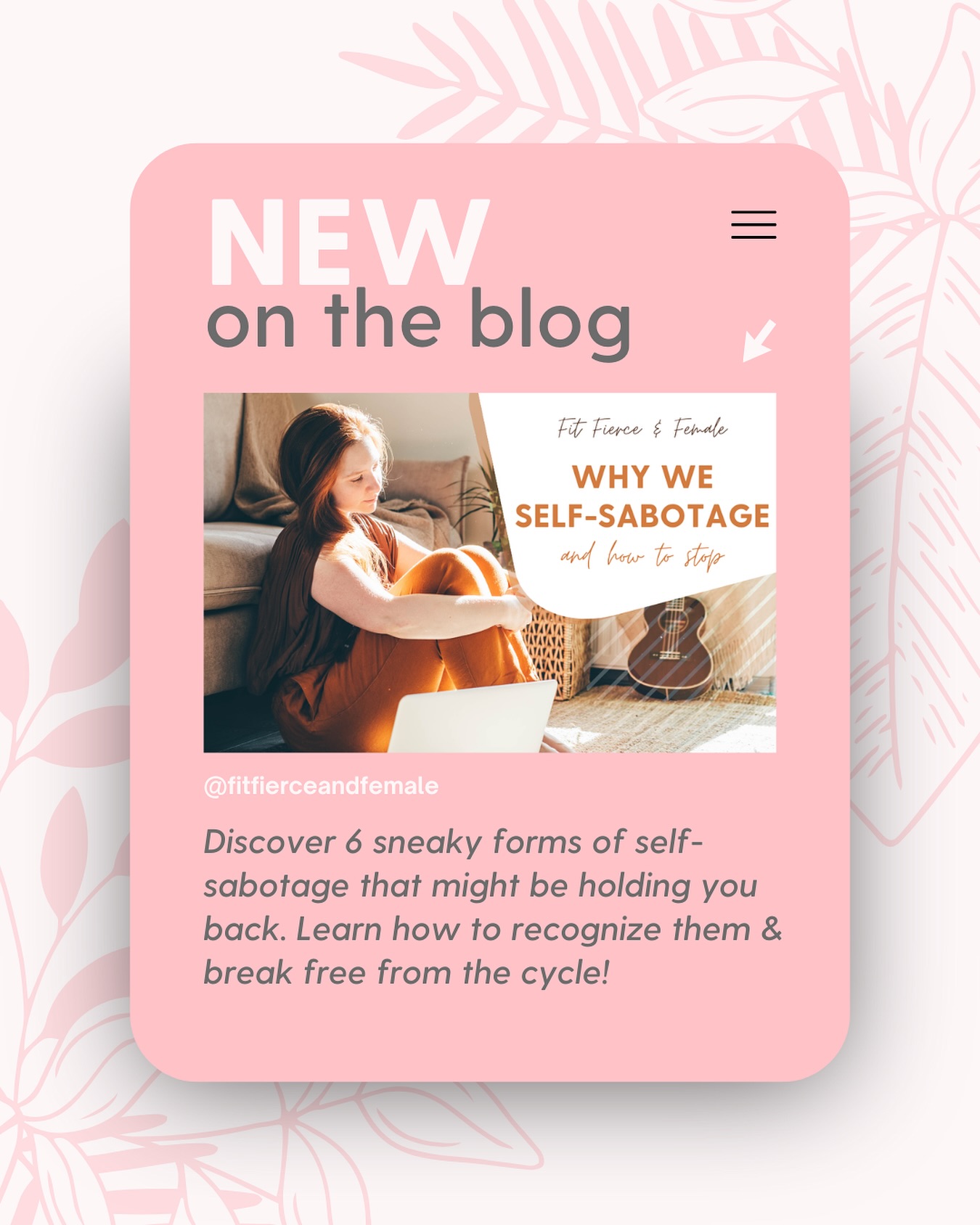 📣 New blog post is up on our website!
Discover 6 sneaky forms of self-sabotage that might be holding you back. Learn how to recognize them & break free from the cycle!
🔗 https://www.fitfierceandfemale.com/post/why-we-self-sabotage
👉🏻 Which one(s) do you notice you’re getting trapped in?
•
💕 Tyler & Stephanie, NBC-HWC
🔗 www.fitfierceandfemale.com
📞 843.779.5779
💌 fitfierceandfemale@gmail.com
📱 @fitfierceandfemale
•
#weightloss #healthcoach #charlestonmoms #weightlosscharleston #healthylifestyle #healthjourney #fitfierceandfemale #blogpostalert #fitmom #mentalblock #healthgoals #selfsabotage