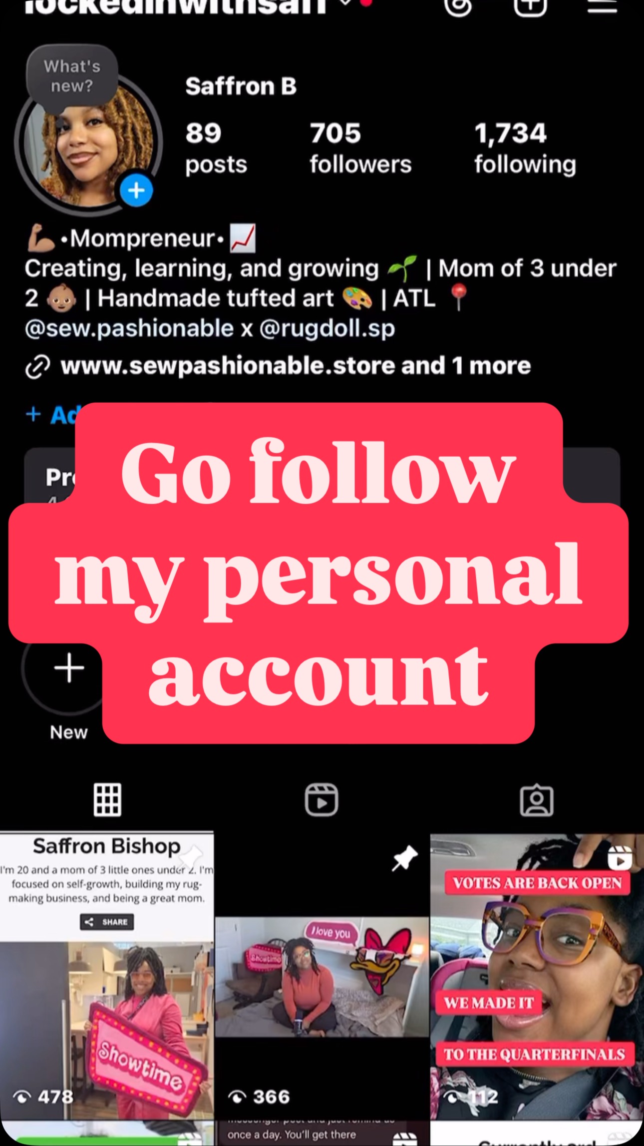 This account is mainly for business, but I have to remember I am my own business. There’s a lot of posts that are on my personal and not on this account. If you want to experience them or more, Follow My Main Instagram which is my Personal Instagram