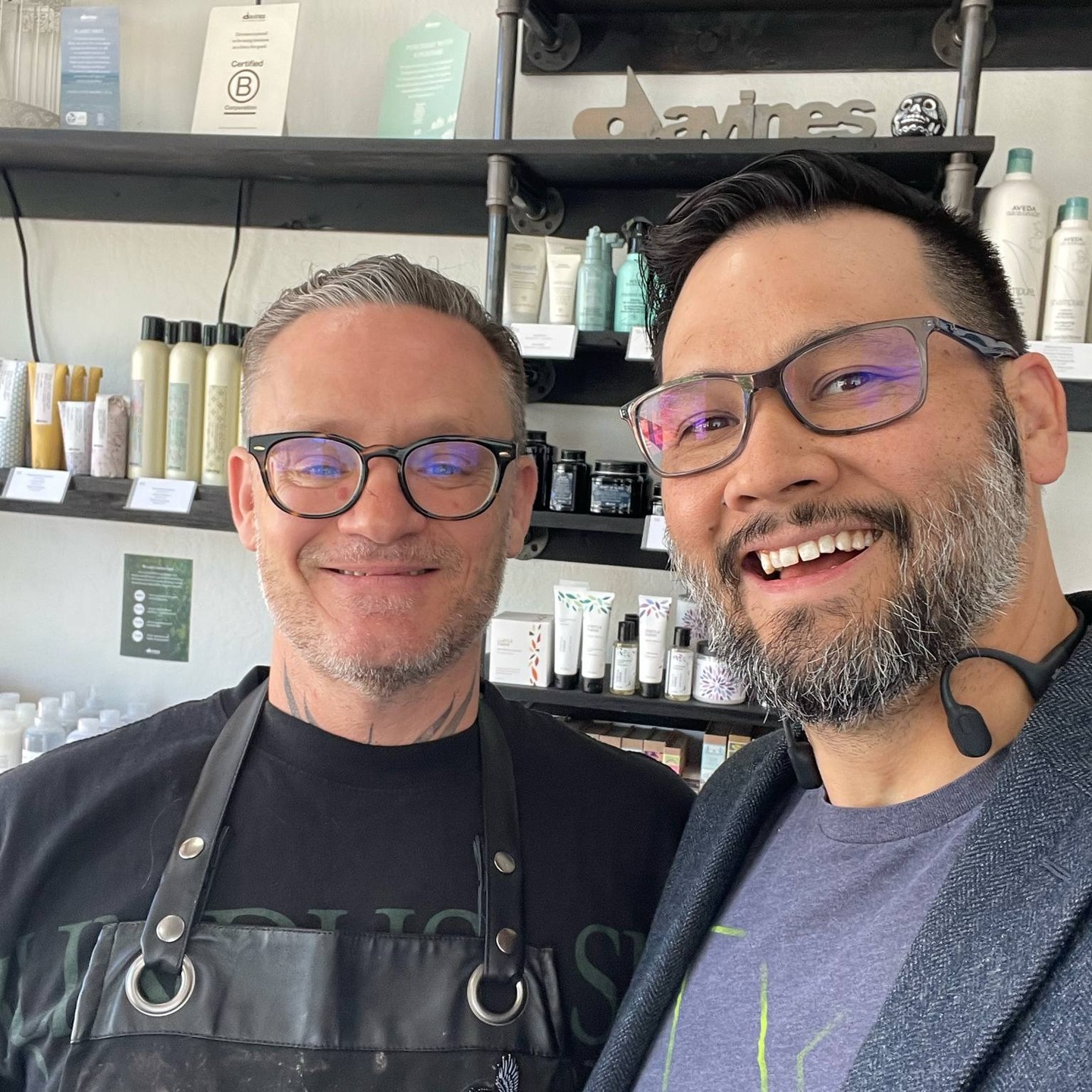 Nick came all the way here to bring the salon the new Forte Legato Colombia Huila coffee and get a fresh cut! Go try their new award winning coffee, a shop favorite!