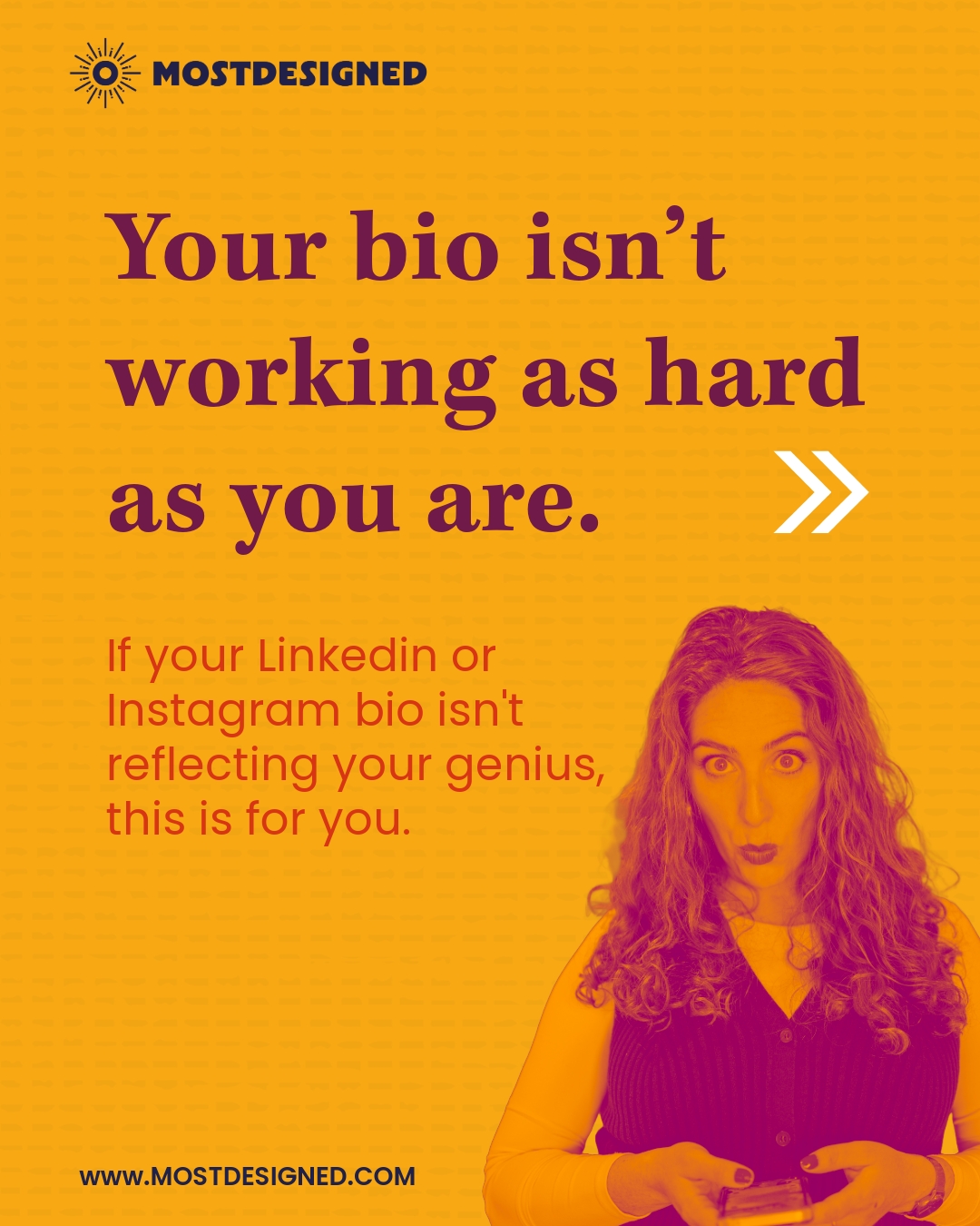 Your bio isn’t just words. It’s your pitch.
Are you making it count?
✨ Offering this week alone: Tiny Bio Pitch
A hand-crafted rewrite of your IG or LinkedIn bio.
Strategic, real, a little spiced up with your personality.
This includes:
✔ 3 rewritten bio options
✔ A 30-min call to fine-tune
✔ 24–48 hr turnaround
✔ $120 USD
✔ Spots this week only
Comment “TINY" to get the ball rolling 🌟