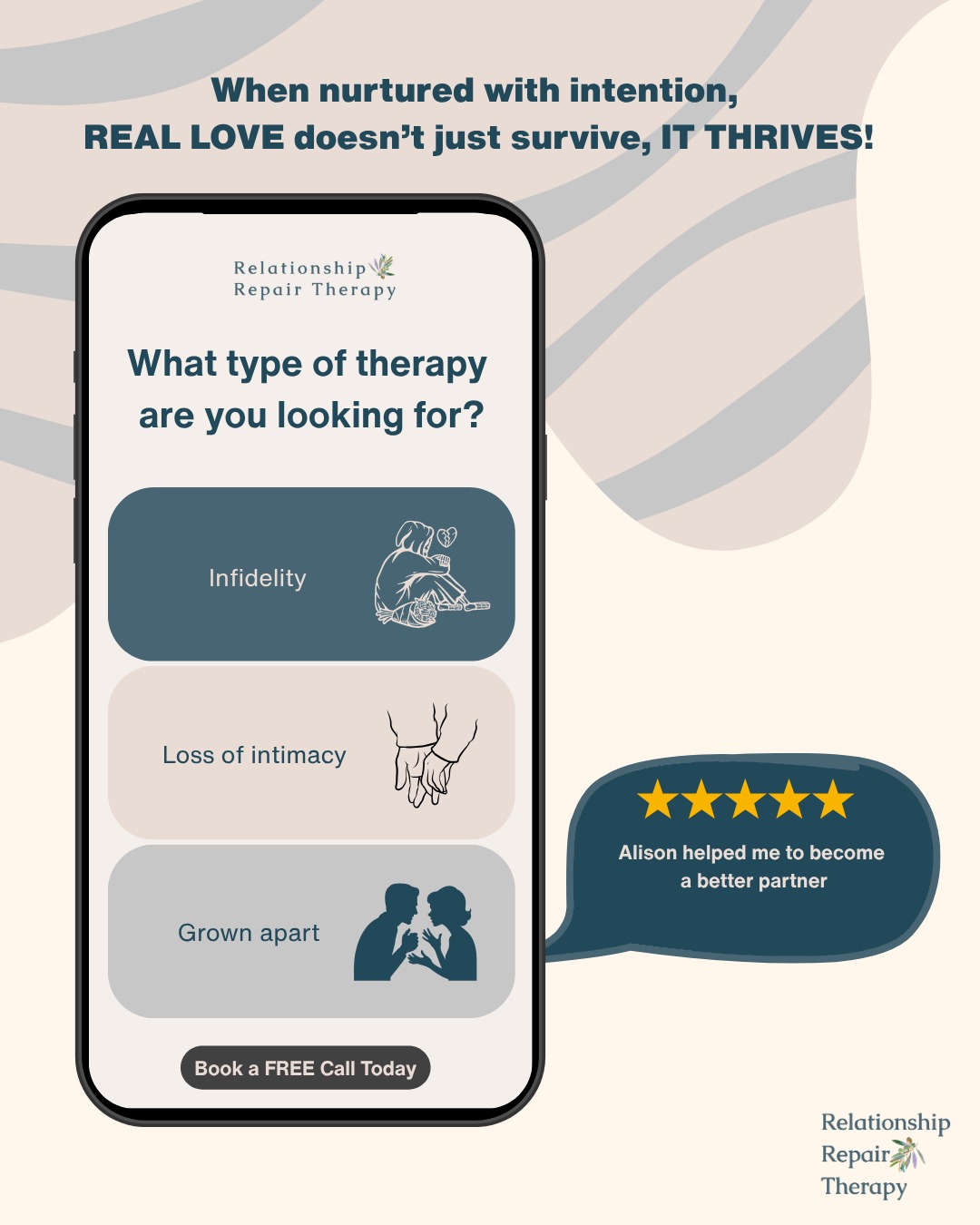 If you’re feeling the distance, the tension, the disconnect…
It’s not too late. The right support can change everything.
What kind of therapy are you looking for? Let's find the one that helps you grow back together.
❤️ Book your free discovery call today
.
.
#relationship #healing #couplestherapy #menopause #reallove #reconnect #rebuild