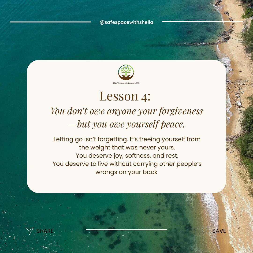 Forgiveness is a choice—not an obligation. You don’t have to carry the weight of others’ wrongs. You deserve peace. 🌿 #safespacewithsheila #ChoosePeace #HealingJourney #YouAreEnough