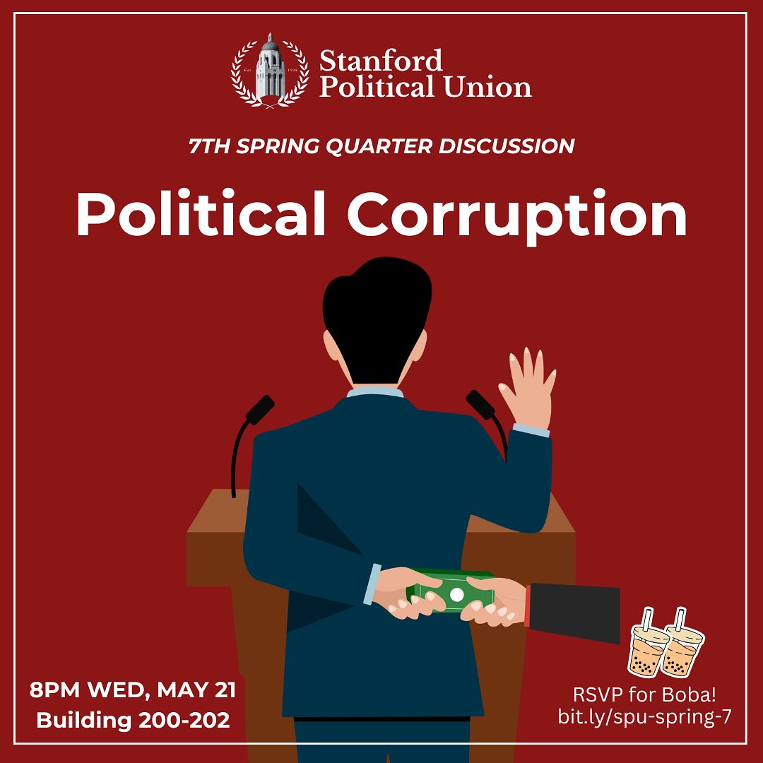 UPDATED LOCATION: Join us TODAY at 8PM to discuss political corruption. We’ll be in building 200 room 202. RSVP for boba 🧋!
bit.ly/spu-spring-7