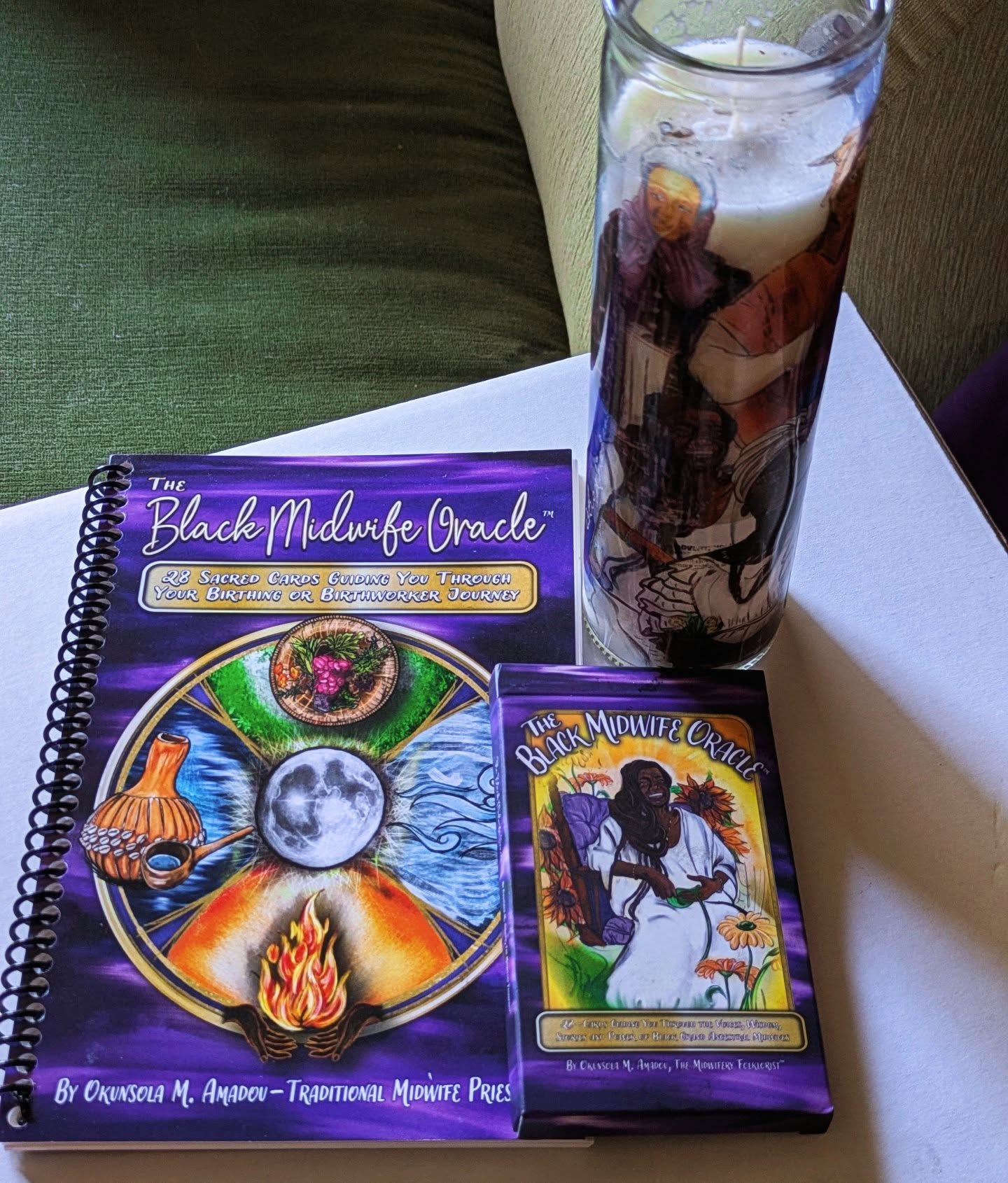 my Black Midwife Oracle deck came in the mail yesterday and i am absolutely in awe 😍 i immediately felt the power and presence of these ancestor spirits as soon as i saw the box on my doorstep. the accompanying guidebook has so much juicy information that i will definitely be essential as i move forward on my journey as a birthworker, healer, and mother 🌌 highly recommended for anyone who resonates with the path of the traditional midwife! go check out @themidwiferyfolklorist for more!