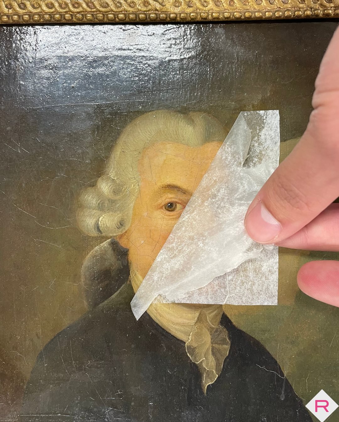 Facing
In emergency situations-when a painting is in an unstable state or has actively flaking paint-immediate full treatment may not be possible. In such cases, a temporary measure called facing is applied to protect the surface until consolidation can take place. However, this is not a universal method and cannot be applied to all types of paintings.
At Redivivus, we use Japanese paper for this technique. The paper is gently adhered to the surface using a reversible adhesive, acting as a protective barrier that holds paint fragments in place. This prevents further loss during transport or handling.
Facing is an effective first step in selected cases where vulnerable artworks require emergency stabilization.
More on our conservation methods at www.redivivus.nl
#ArtConservation #PaintingConservation #ConservationInProgress #CulturalHeritage #Facing Technique #JapanesePaper #EmergencyConservation #FlakingPaint #ArtRestoration #ArtCollectors #MuseumProfessionals #CuratorialPractice #RedivivusStudio #DutchArtConservation
#BehindTheScenes #AmsterdamArtScene