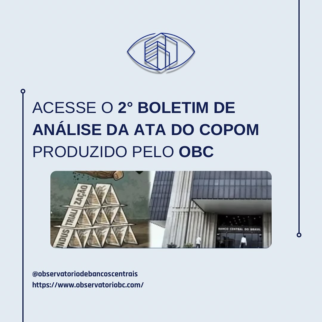 A decisão do Copom e os desdobramentos do cenário internacional possuem implicações diretas para a economia brasileira.
O relatório completo, disponível em nosso site, apresenta uma análise detalhada sobre os impactos da política monetária, a influência do ambiente externo e as perspectivas para os próximos meses.
#bancocentral #bancocentraldobrasil #copom #politicamonetaria #observatorio #boletiminformativo #boletim