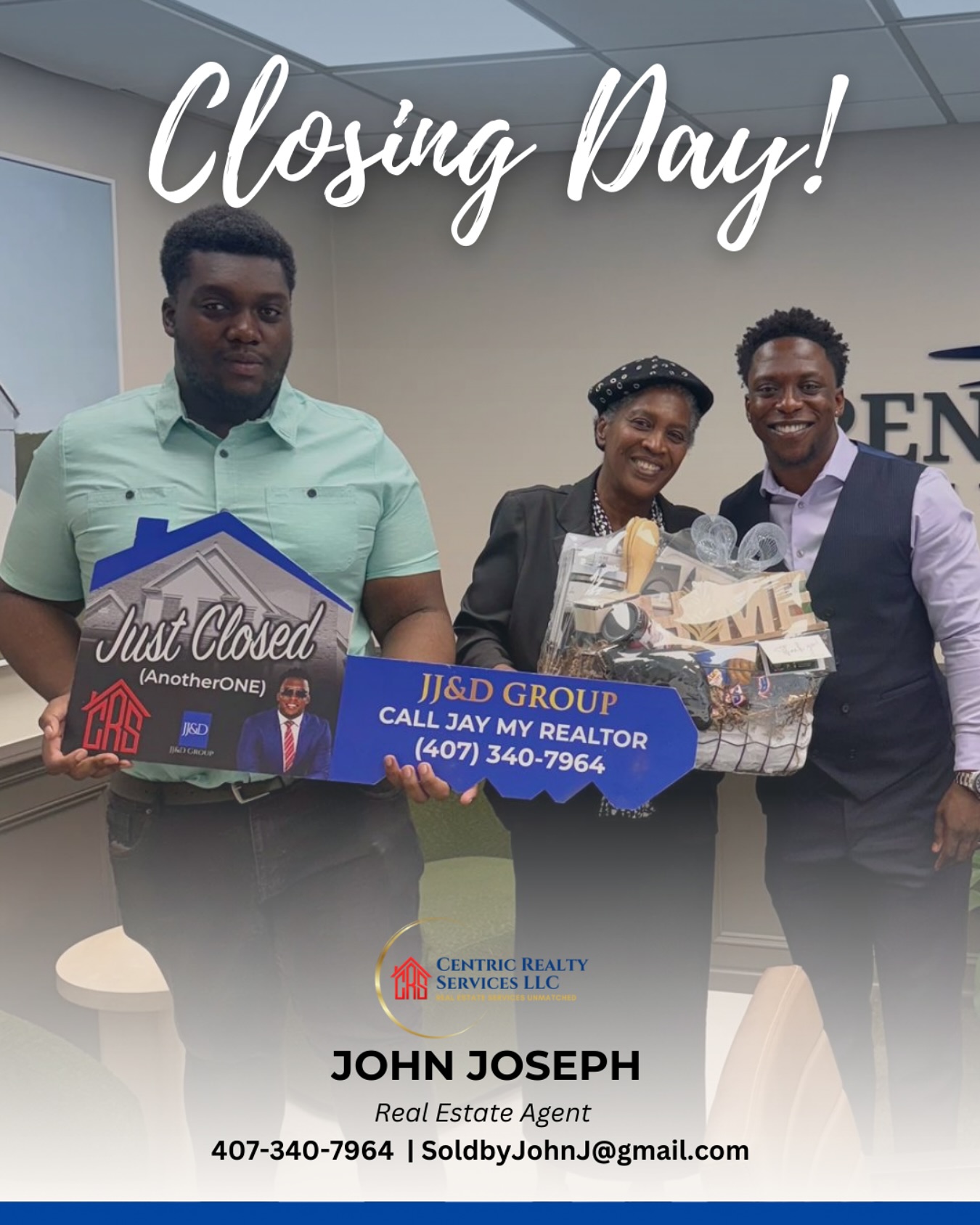 Another one in the books!โจ๐
Big congratulations to our amazing clients on officially closing on their new home!
Shoutout to John Joseph for guiding them every step of the way with professionalism, heart, and hustle.๐กโจ
Teamwork makes the dream work โ powered by Centric Realty Services & Penpoint Title for a seamless closing!๐๐ซ
Welcome home!๐ก
John Joseph, Realtor
Call/Text: (407) 340-7964
SoldbyJohnJ@gmail.com
๐๐๐ง๐ญ๐ซ๐ข๐ ๐๐๐๐ฅ๐ญ๐ฒ ๐๐๐ซ๐ฏ๐ข๐๐๐ฌ, ๐๐๐
๐1412 W Colonial Dr, Ste 100
๐๐๐ง๐ฉ๐จ๐ข๐ง๐ญ ๐๐ข๐ญ๐ฅ๐ ๐๐๐
๐1412 W Colonial Dr, Ste 400
#ClosingDay #AnotherOneClosed #CentricRealty #PenpointTitle #HomeSweetHome #RealEstateSuccess #JJandDGroup #JustClosed #OrlandoRealtor #FloridaHomes