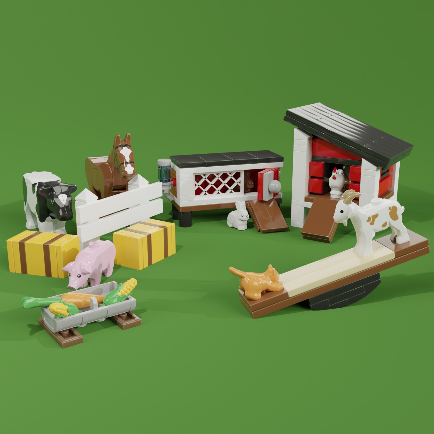 In a petting zoo, children learn how to interact with animals in ways that both they and the animals can enjoy. I wanted to capture the atmosphere of a petting zoo without building a large structure that would significantly increase the price.