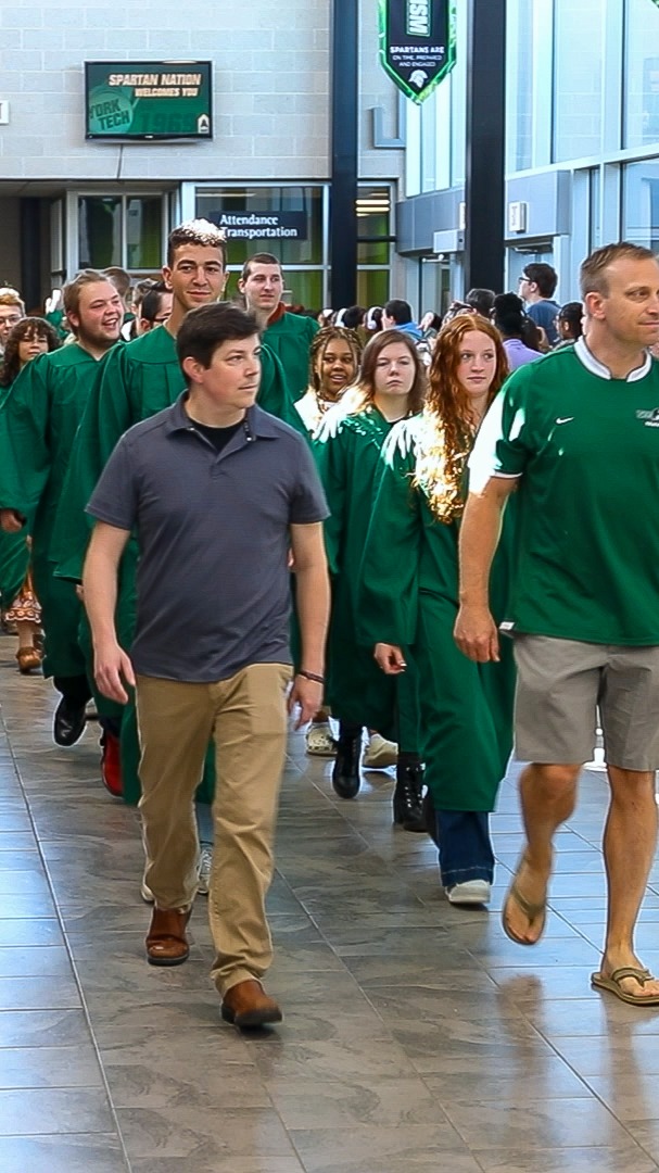 Today, the Class of 2025 participated in the annual tradition of walking our halls one last time. Staff and underclassmen lined the route to cheer for these soon-to-be graduates. We're #YorkTechProud of our seniors, and we can't wait to honor them during commencement on Thursday!