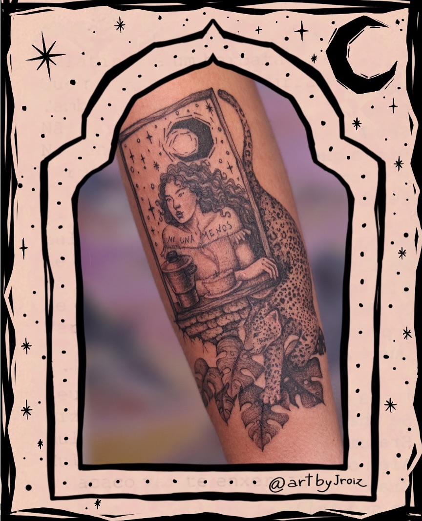 Who would you pay tribute to with a tattoo?
Welcome to my digital scrapbook!
She wanted to represent her roots.
Her parents are from Bahia, Brazil; they left their homes in search of a better future.
She feels so connected to this region that she decided to honor it with a tattoo!
Growing up eating cuscuz daily, she cherishes these moments as some of her most precious memories (can’t blame, I love cuscuz as well😅)
I added the window to represent the many traditional houses I’ve seen in Bahia. The moon, depicted in xylography style, is also a nod to the Northeast’s tradition of Literatura de Cordel.
The cheetah symbolizes mystery, wisdom, and strength, serving as a spiritual guardian.
She is a strong woman, just as her ancestors were. This tattoo honours those who came before her and reflects her vision for the future.
This is definitely one of my favorite tattoos!