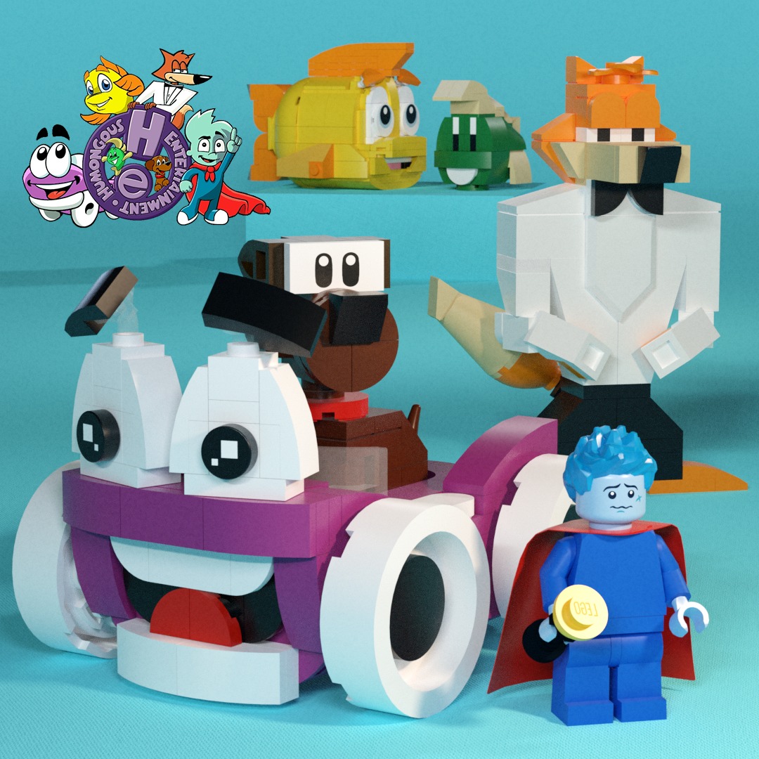 As a young child, I was fascinated by the humongous entertainment games, where clicking on anything would make something unexpected happen, while still teaching children about creative problem-solving. As an adult, I was surprised by how entertaining and endearing these games still are, so I wanted to create a LEGO set based on them.
My favorite games were those featuring Putt-Putt and his dog Pep, so I spent the most time designing this character. All characters, however, can be built using existing LEGO pieces. The most time-consuming part was recreating Putt-Putt’s eyes, which was especially challenging because cartoon characters do not always translate well into three dimensions.
During this process, I also realized that strong character design is often easier to adapt into LEGO, because you can highlight iconic features without much trouble. A good test to see how well a character can be adapted is to ask different people to draw the character from memory and compare how close their drawings are to the original. What I’m trying to convey is that Freddie and Luther have great games, but their character designs are difficult to work with in LEGO.