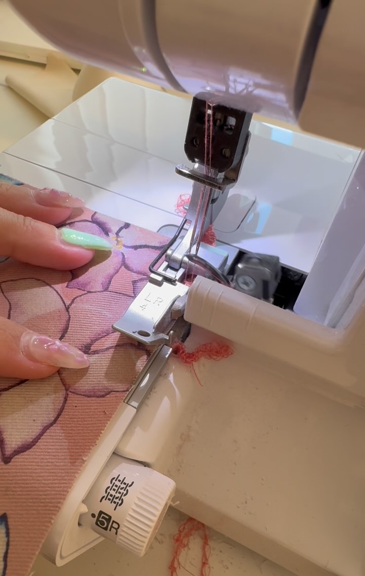 Neatening edges for my Spring Summer collection #handmade #handdesign #sustainable #textiles #sustainablymade #floral #interiors #sustainableinteriors #textiledesign #smallbusiness