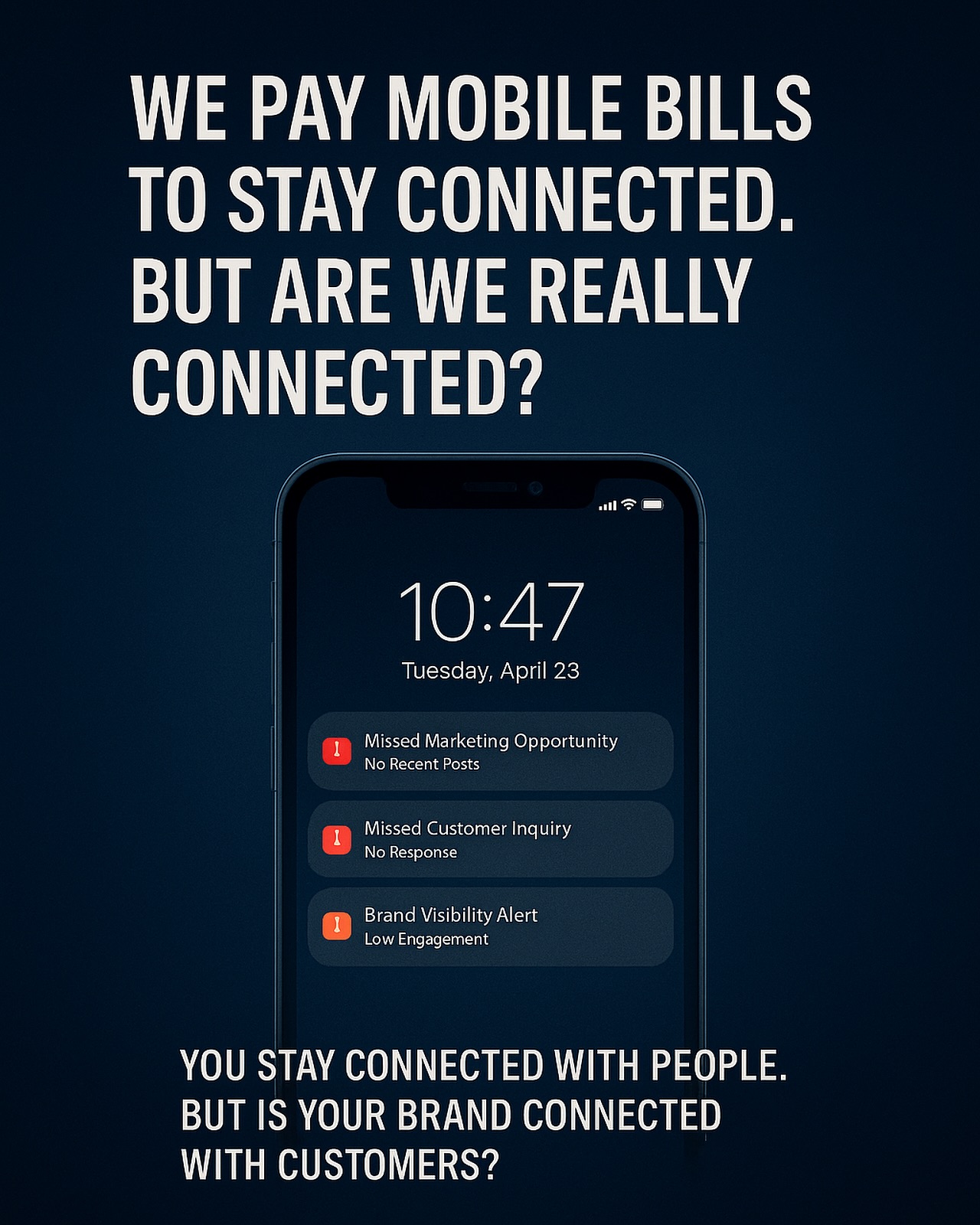 📱 Stay Connected, Stay Visible!
You pay mobile bills to stay connected, but is your brand connected with customers? 💡
Missed marketing opportunities, unanswered inquiries, and low engagement – all signs that your brand is falling off the radar.
It’s time to reconnect and shine bright. 🚀
💥 Ready to boost your brand’s visibility?
Visit fkinternet.in or call 9884499632 today!
#MarketingTips #BrandVisibility #SocialMediaMarketing #CustomerEngagement #BusinessGrowth #FKInternet #DigitalMarketing #MarketingMatters #ConnectWithCustomers #BoostYourBrand