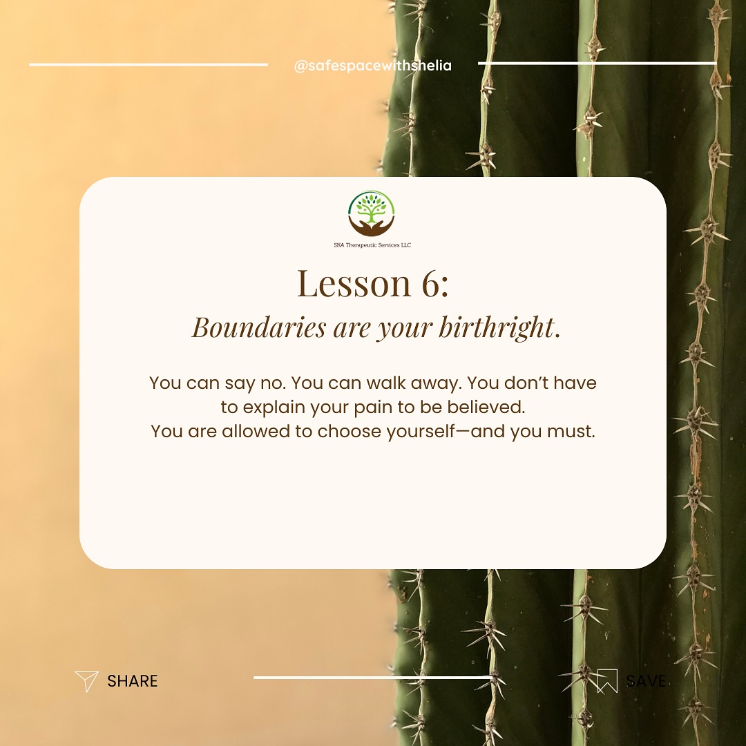 Your boundaries are not up for debate. You have the right to say no, to walk away, to protect your peace—always. 💛 #BoundariesAreYourBirthright #ProtectYourPeace #SelfCompassion #safespacewithsheila