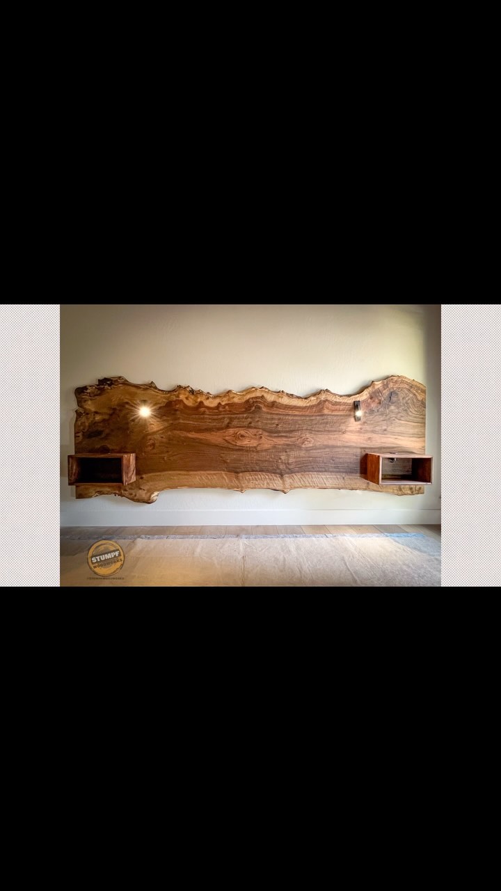 Claro Walnut Headboard & Floating Nightstands
#StumpfWoodworks #MakeGaragesDirtyAgain #TreeToTable