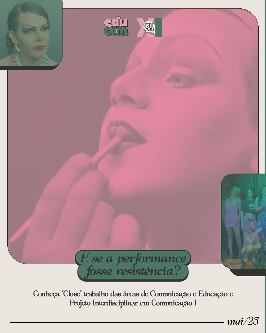 Na parte 07 dos trabalhos educomunicativos e de PIC I, apresentamos o documentário “Close”, realizado por Isadora Pimenta, Guilherme William, Leonardo Xavier, Natália Borges e Raíssa Silva.
Esse projeto expôs a cena drag da cidade de Uberlândia (MG) a partir de entrevistas, relatos e histórias pessoais de oito drag queens. Para além, é uma produção que visa dar visibilidade à questões como gênero, identidade e resistência.
Para saber mais e assistir ao documentário, acesse o link do Youtube: https://youtu.be/ncA9QKt2i9c?si=ecINIGdTTArjs63_
#drag #doc #educomunicação #sósefazjunto