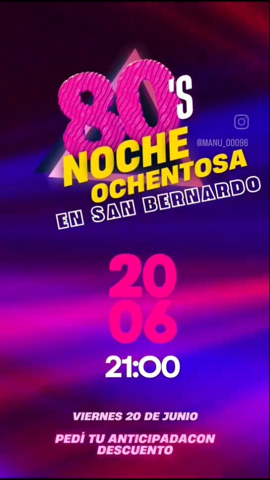 REVIVIMOS LOS 80 EN SAN BERNARDO DEL TUYU!
Toma nota el 20 de Junio!
Anota, agenda, guarda y compra tu anticipada a solo $15.000 para conmemorar los viejos tiempos!
Conduccion,videos,sorteos y pizza free!
Premio al mejor Outfit!
¿ que estás esperando?
Para más info escríbinos
New The place es el lugar que nos llevará alos 80'
#