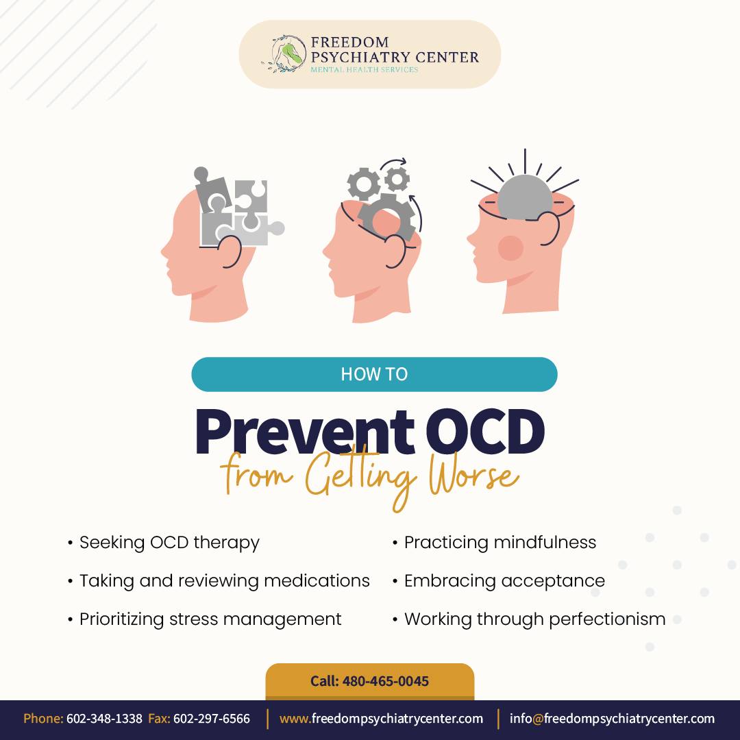 You can stop OCD from taking over.
OCD doesn’t have to control your life.
Therapy, the right meds, and daily habits like mindfulness and stress relief can make a big difference.
It’s also okay to let go of perfection—you’re doing your best, and that’s enough.
#freedompsychiatrycenter #OCDPrevention #MentalHealthTips #OCDAwareness #StopOCD #MindfulnessForOCD #OCDRecovery #MentalWellness #TherapyWorks #MedicationMatters #BeatPerfectionism #StressManagement #HealingJourney #YouAreNotAlone #MentalHealthSupport #FreedomFromOCD