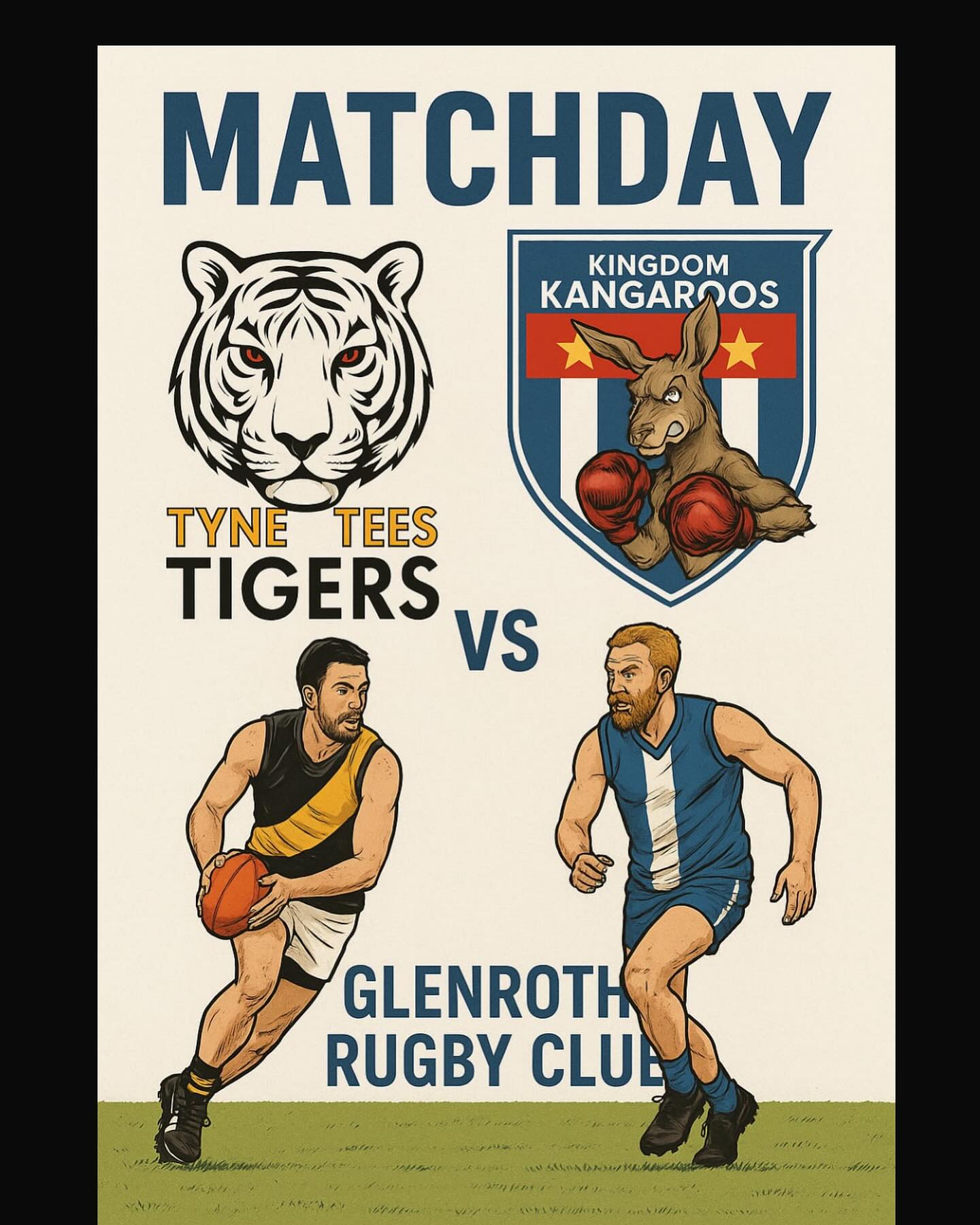 Back to back #awaydays this Saturday sees us travel to @kingdomkangaroosfc to try and regain some form after playing a strong Bloods outfit twice already this season.
2pm Bounce at Glenrothes Rugby Club 🏉
#upthetigers #localfooty #tyneteestigers #australianrulesfootball