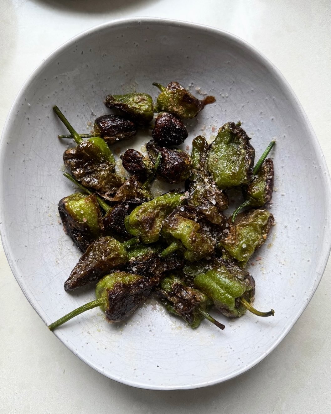 I was SO excited to find these little green gems at Carriageworks Markets a few weeks ago!
In Australia, you might just see them labelled as chilli peppers but in Spain, they’re known as Padrón peppers (or Herbón chillies), and they’re a tapas classic.
Simply sautéed in olive oil and sprinkled with sea salt, they’re ready in five minutes. The fun part? Every now and then, one surprises you with a fiery kick! 🌶️
Will you take your chances?
Recipe ⬇️
1. Heat a splash of olive oil in a hot pan
2. Add the peppers and cook for 4–5 minutes, tossing until blistered
3. Sprinkle with flaky sea salt and serve warm
Perfect as a side, snack or part of a Spanish inspired spread! 👉🏻
.
.
.
.
.
.
#chilli #herbon #peppers #tapas #tapasespañolas #food #spanishfood #nutrition #health #healthyeating #vegtables #nutrientdense #farmersmarkets #carrigeworkssydney #carrigeworksfarmersmarkets