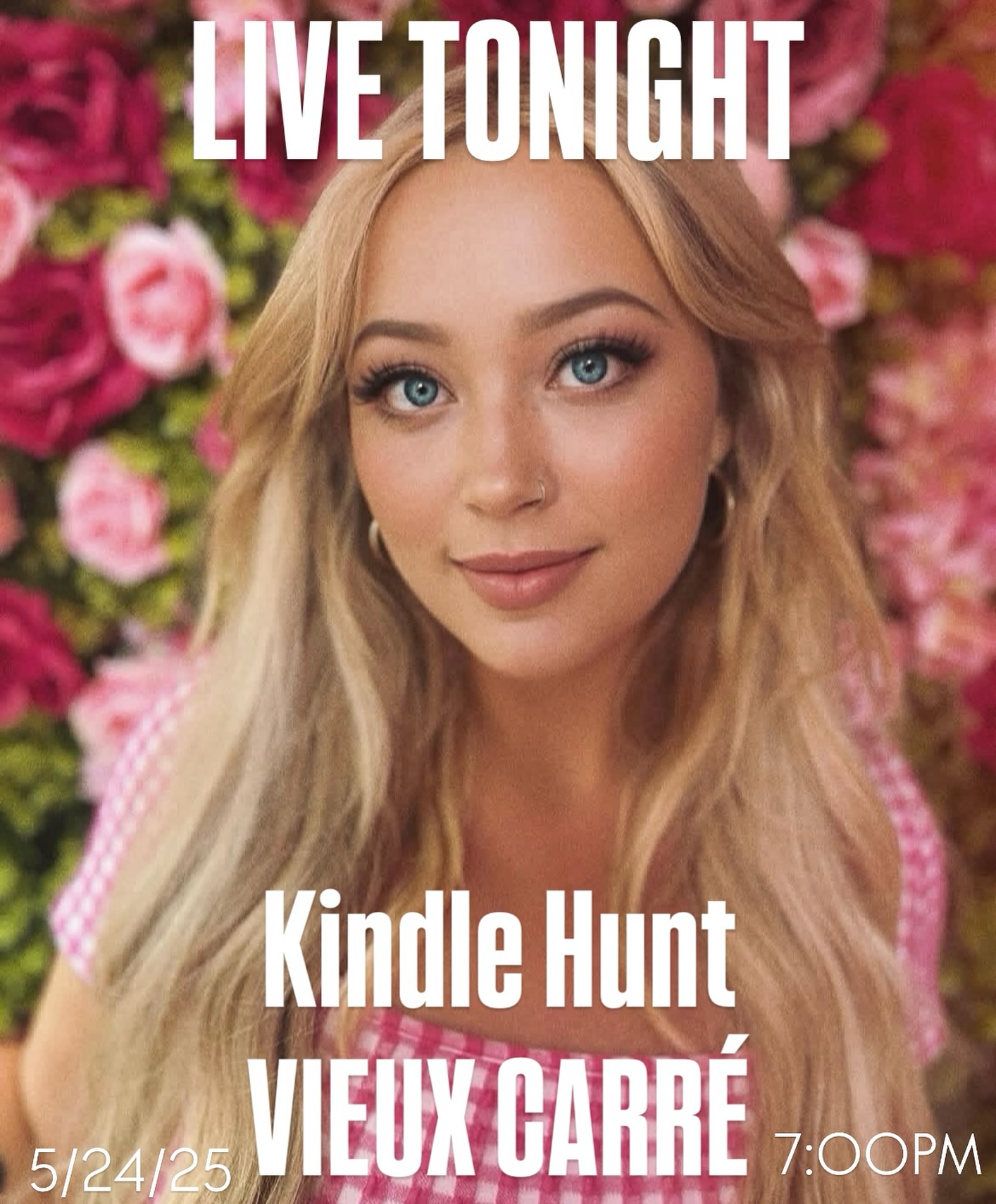 Join us TONIGHT as we welcome the incredible @kindlehunt for a night of heart felt country covers. Show starts at 7:00PM!