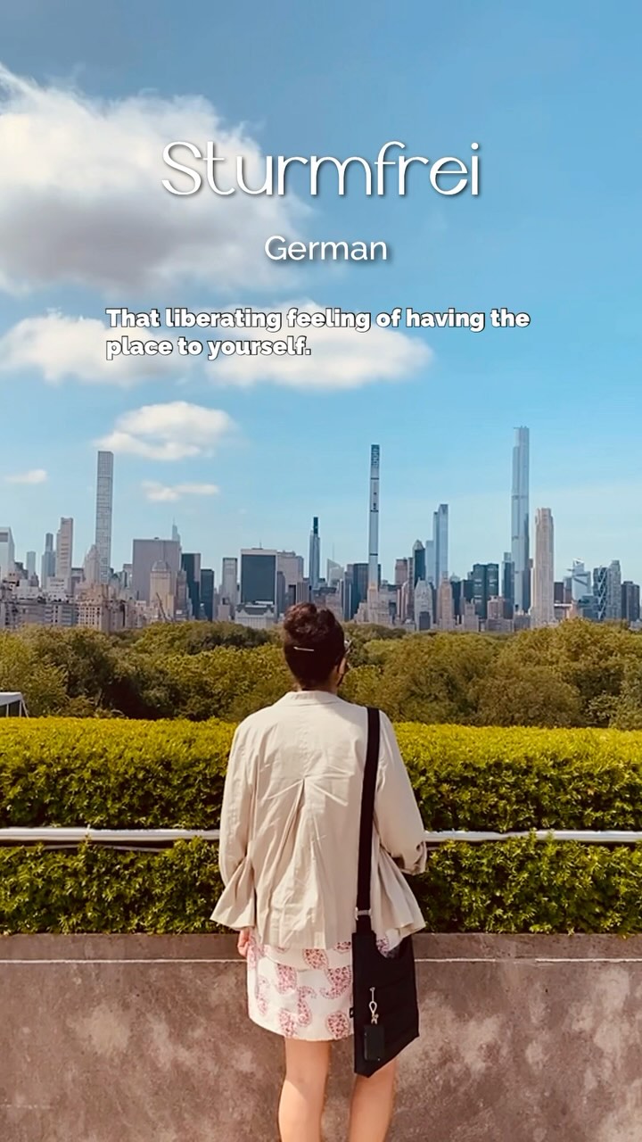 Sturmfrei (German)- that liberating feeling of having the place all to yourself.
Whether it’s a quiet Airbnb in the countryside or a solo coffee moment in a big city, sometimes freedom looks like stillness.
#sturmfrei #german #travelsolitude #quietmoment #foreignlanguage #wordoftheweek #myrooftopstories