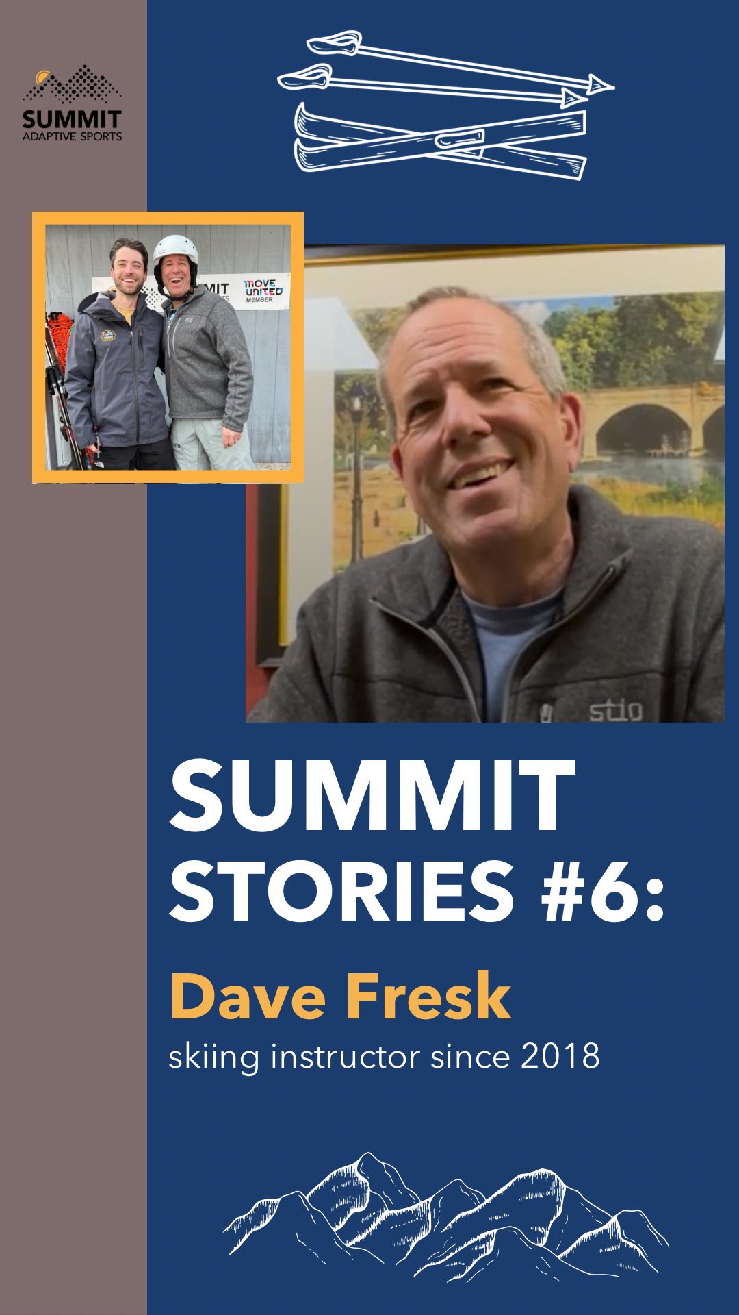☺️Meet Dave! He and his family have been volunteers with Summit for over seven years. Here’s what he has to say!
🧡🩵
Summit Stories is a new spotlight video series by Summit Adaptive Sports. Each spotlight is designed to capture personal experiences, and the impact of adaptive sports, helping to showcase our organization’s mission and community.
🧡🩵
#SummitStories #VolunteersRock #InclusiveEducation #AccessibilityMatters #BreakingBarriers #AdaptiveSkills #BuildingCommunity #AbilityNotDisability #StrengthInMotion