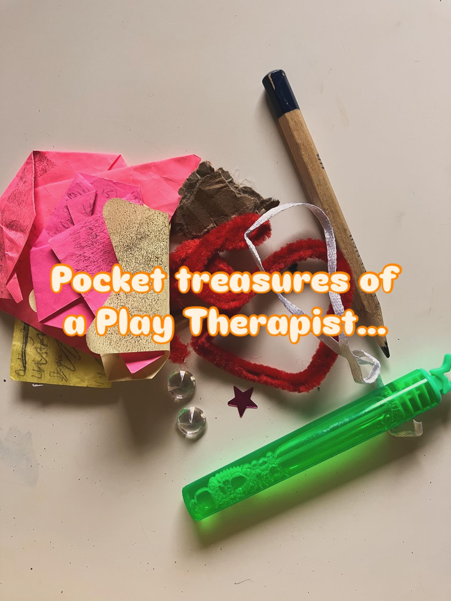 End of the day…jeans covered in clay, trainers studded with paint splatters and a pocket full of pipe cleaners, sequins, sand, tiny pencil, cardboard, post its, bubbles, crystals & ribbons #messyplay #playtherapy #playtherapist #creativetherapy #childmentalhealth #adolescentmentalhealth #familywellbeing #insideoutsidetherapy