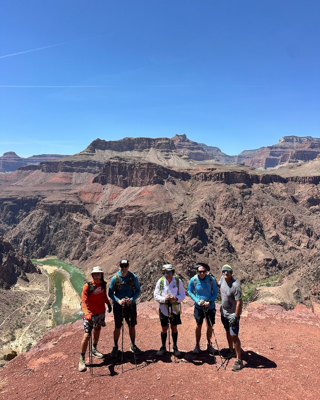 Team Jackass climbing towards the top of the South Rim #grandcanyon #rimtorim