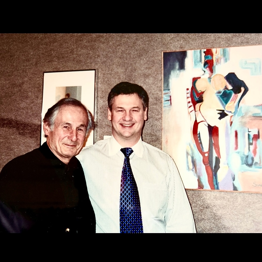 My dad, Jerry Simon, at his last visit to my art exhibit at TAG when it was in downtown High Point. Today is the 16th anniversary of his passing, it’s who I first painted with when a little guy. We did “paint by numbers” on Sunday mornings together, & it was oil paint….thanks dad!
My dad’s Aunt Blanche was a great artist in Miami we used to visit many times in the late 1960’s, I feel I carry on her style & color palettes.
This is a painting I did as a tribute to her, inspired by her abstract & impressionistic style. “Blanche Remembered”, acrylic, circa 1989.
🎨❤️
#art #artexhibition #familyart #colour #impressionisticart #impressionism #abstractart #colorblending @tagarthp #highpointnc @garysimonci