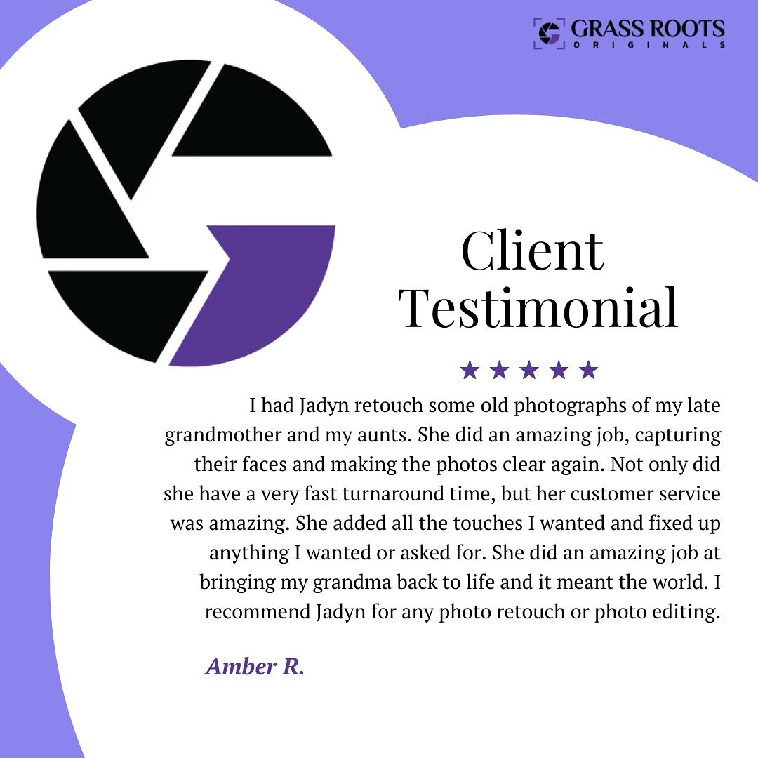 💜💻Client Testimonial💻💜
Got to do something super special recently 💫 A client asked me to restore some old photos of her late grandma and aunts—images that had faded over time, to create digital keepsakes 📱💕
Being trusted with something so personal and meaningful was so special, and I am very grateful!💜Moments like this remind me why I love what I do💻✨
#GrassRootsOriginals #PhotoRestoration #MemoryKeeper #OldPhotosNewLife #Photography #PhotoEditing #Grateful