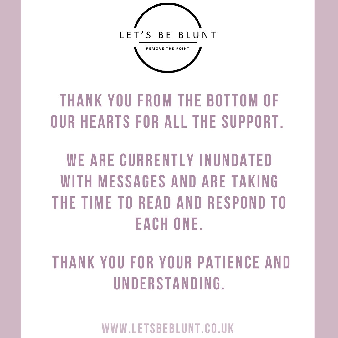 Overwhelmed by the incredible support pouring in from across the country. Thank you!
We’ll be sharing updates throughout the week to keep you informed and introduce you to experts in the field.
Keep spreading the word and encourage others to take the pledge at www.letsbeblunt.co.uk
#LetsBeBlunt #takethepledge