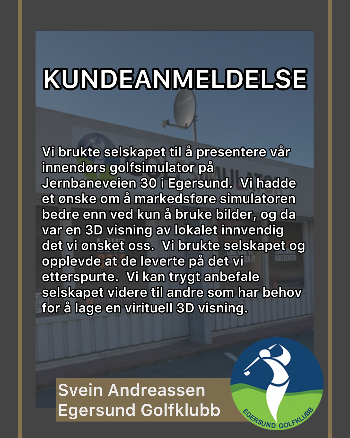 Tilbakemeldingen vi fikk etter filmingen av Egersund Golfklubb 🏌️
Takk for vi fikk komme å filme🤩
@egersund_golfklubb