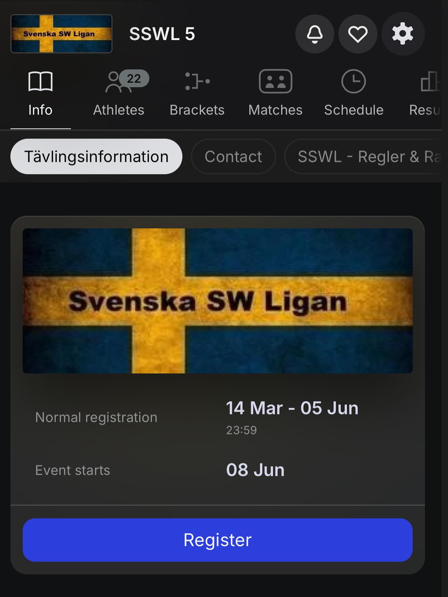 Handen 8/6- SSWL 5! Välkomna med er anmälan!