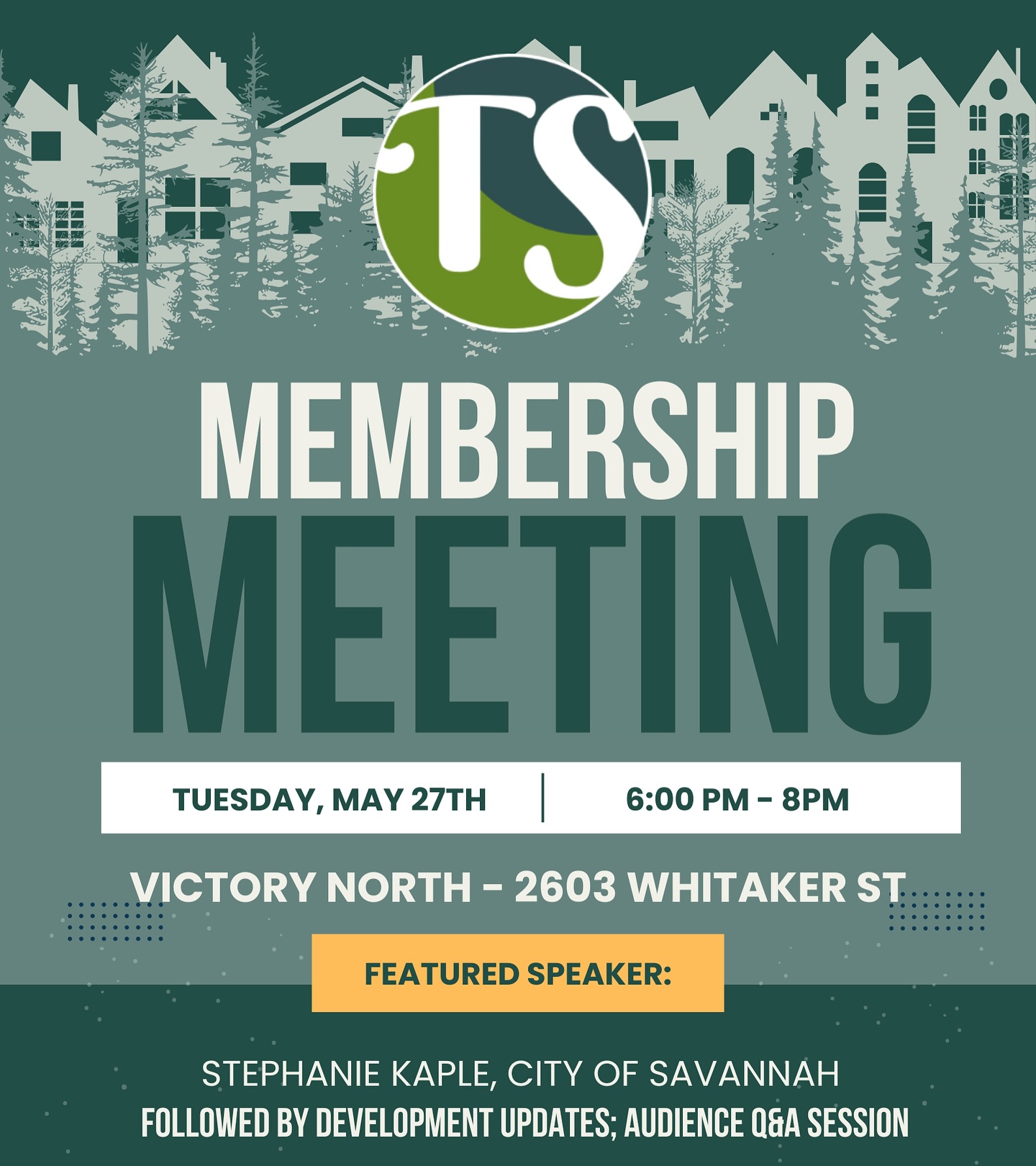You’re invited! Join us Tuesday, May 27th at Victory North for the next TSNA Membership Meeting! Connect with neighbors, hear from city officials, and get updates on key development projects.
Featured speaker: Stephanie Kaple, City of Savannah
Doors at 6PM | Meeting starts at 6:30PM
Snacks + refreshments provided by TSNA and @victorynorthsavannah .
Open to the public — membership not required.
RSVP at the link in bio!
#TSNASavannah #ThomasSquare #SavannahGA #NeighborhoodMeeting #CommunityMatters #VictoryNorthSavannah