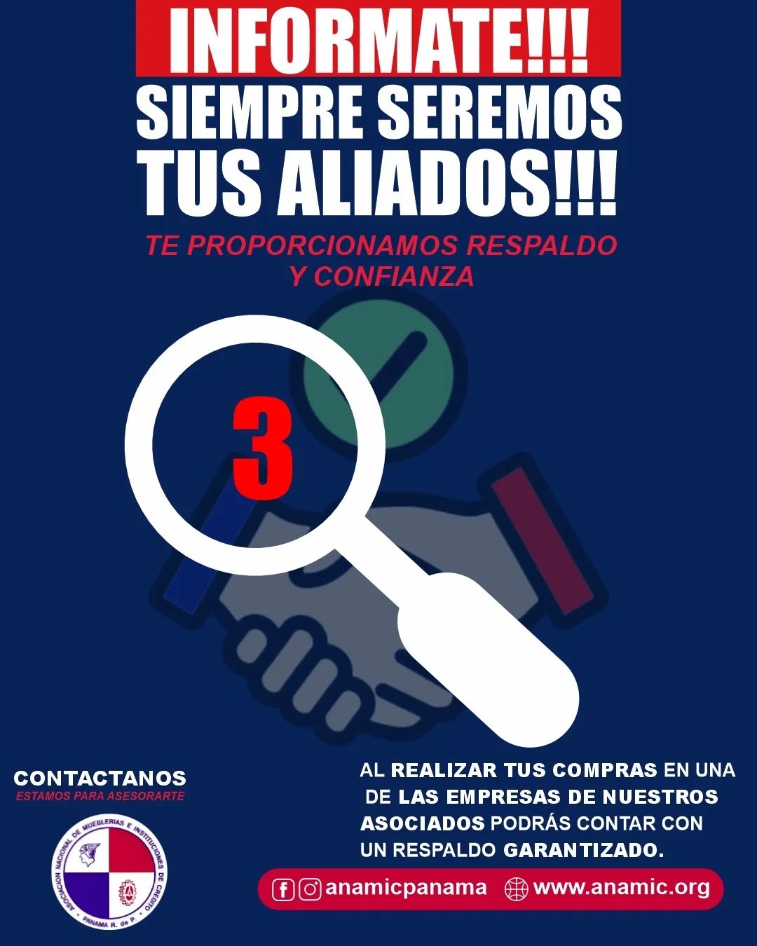 🤝 ¡Siempre estamos contigo!
Al comprar en empresas afiliadas a nuestros asociados,
📦 obtienes respaldo garantizado y tranquilidad total.
Confía en quienes te ofrecen seguridad y compromiso.
📢 Contáctanos para asesoría experta
📲 Instagram y Facebook: @anamicpanama
🌐 Más información en: www.anamic.org
#AliadoFinanciero #ComprasSeguras #ConfianzaGarantizada #AnamicPanama