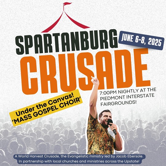 If you’re in Upstate SC, plan to be a part of this mighty move of God! Your life will be forever changed!