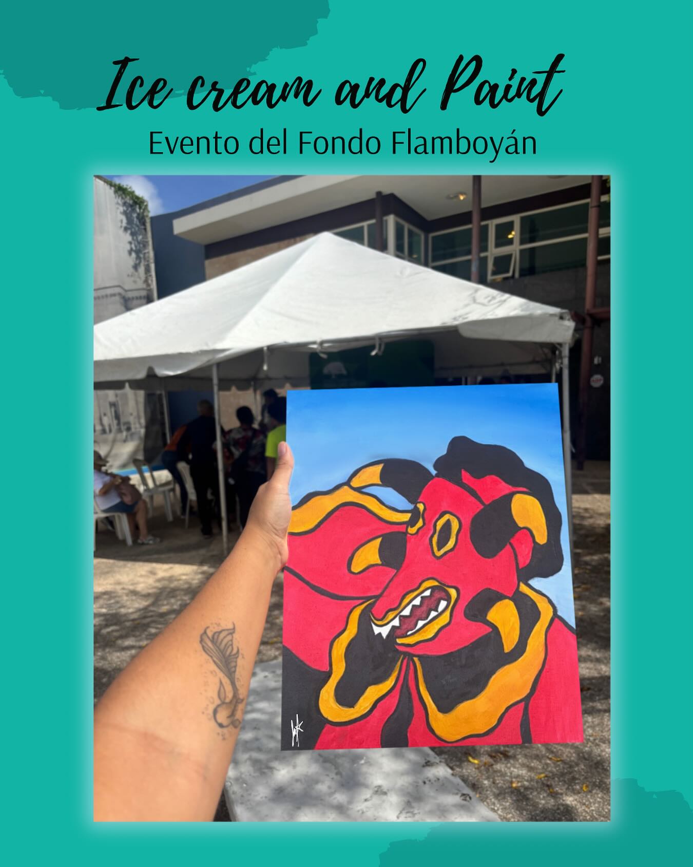¡Así la pasamos en Ice Cream and Paint!
Gracias al Fondo Flamboyán por este espacio lleno de arte, comunidad y creatividad.
Esta pintura nació del taller dado por José Perez del Liceo de Arte del Sur, entre risas, colores y helado — porque el arte también se trata de disfrutar y compartir.
Siempre es un honor conectar con otras personas creativas y seguir representando el arte local boricua.
¿Te gustaría que PegArte787 esté en tu evento? ¡Escríbeme!