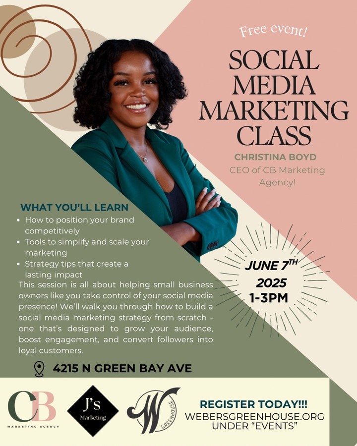 📣 FREE Marketing Workshop – June 7th!
I’m teaming up with Jeremy from J’s Marketing to host a free in-person session at Weber’s Greenhouse (4215 N Green Bay Ave, Milwaukee, WI 53209) on Saturday, June 7th from 1–3PM 🎯
We’ll cover:
✅ How to build a social media strategy
✅ The basics of SEO (Search Engine Optimization) and how it helps your business show up on Google
Perfect for small biz owners & nonprofits ready to grow online.
Register Here: https://webersgreenhousesignup.as.me/schedule/62d17eaa/appointment/78572510/calendar/10151231 or use the link in my bio! #marketing #milwaukee