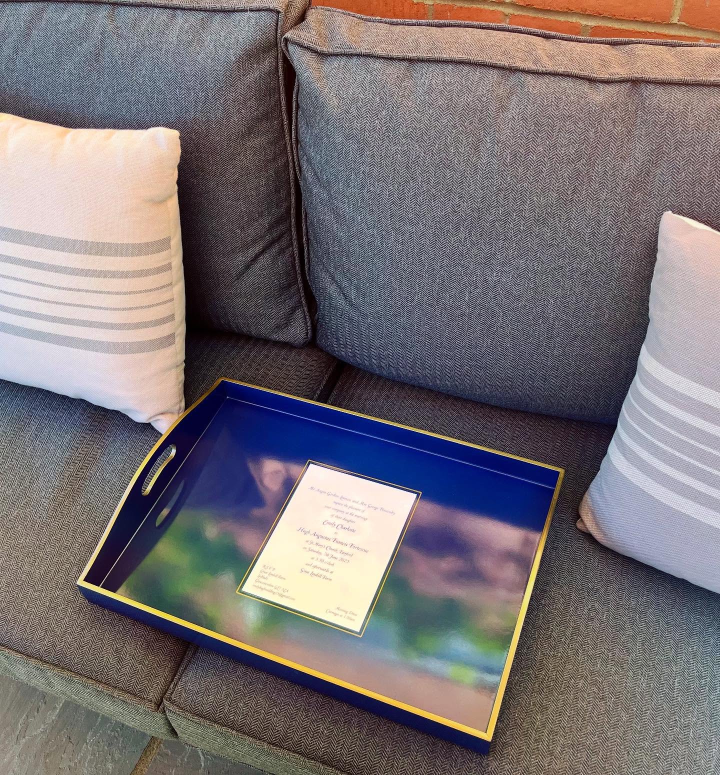 Traditional wedding invitation on a traditional navy blue tray. Great combination.
Link to website in bio. #keepsake
.
.
.
#smallbusiness
#weddingtray
#weddingsuppliers
#weddinginspiration #weddinginvite
#weddinginvitation
#madeintheuk
#madeinengland
#weddingguest #interiors #interiorstyling #interiorinspo #tray #personalised #personalized #weddinglove #love #weddingideas #weddingdecor
#citywedding#countrywedding
#letterpressinvitations#coolbride
#londonwedding