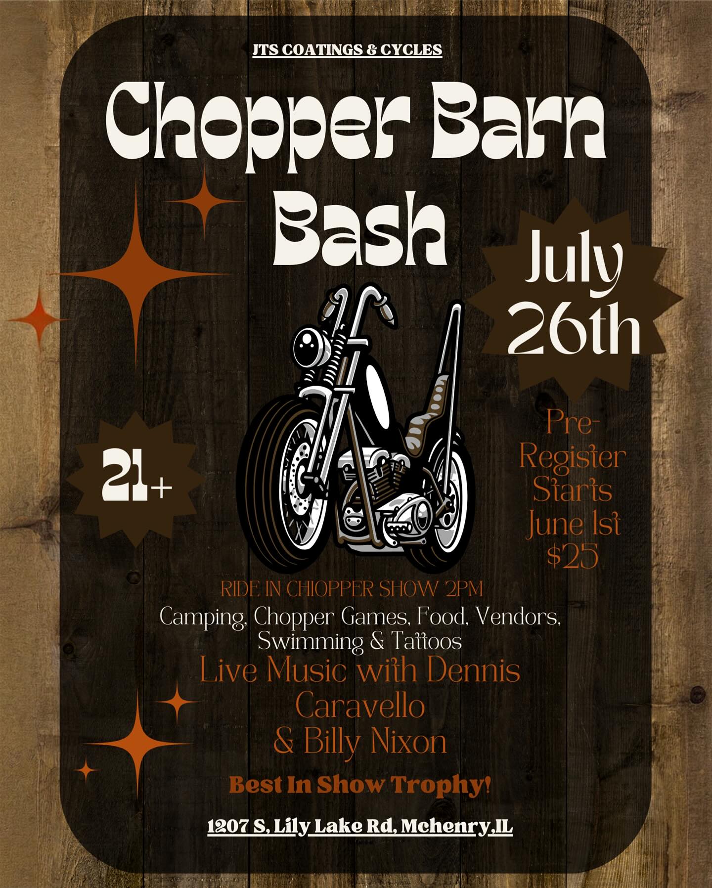 CHOPPER BARN BASH 2025!! Pre Registration starts JUNE 1ST! Email us jtscoatings@gmail.com