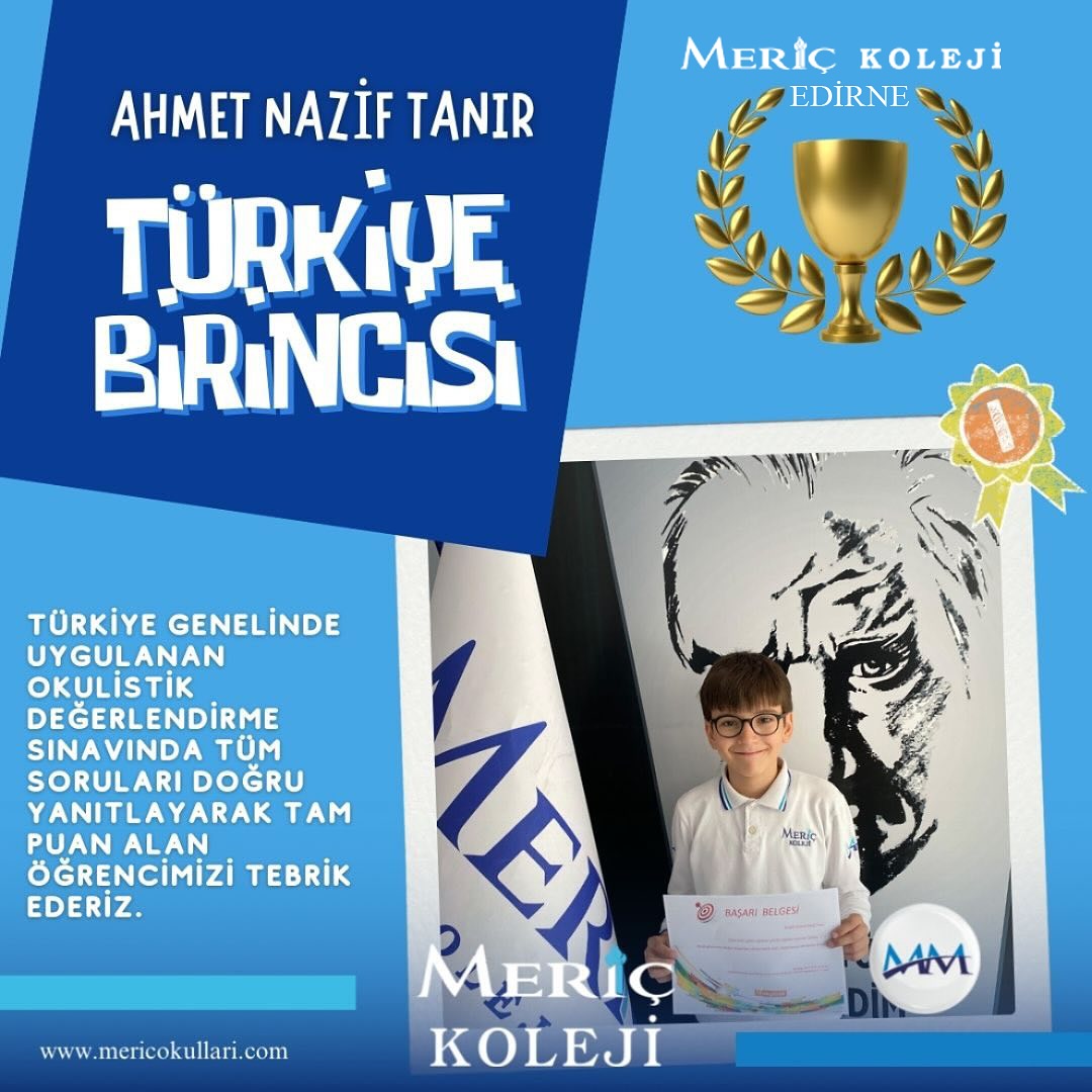 Türkiye Birinciliği Okulumuzdan!
4. sınıf öğrencimiz Ahmet Nazif TANIR, Türkiye genelinde yapılan Okulistik Değerlendirme Sınavı’nda tüm soruları doğru yanıtlayarak büyük bir başarıya imza attı ve TÜRKİYE BİRİNCİSİ oldu!
Öğrencimizi ve ailesini yürekten tebrik ediyor, bu gururu bizlere yaşattığı için teşekkür ediyoruz.
Akademik başarıda istikrarlı, özgüvenli ve donanımlı bireyler yetiştirmeye devam ediyoruz.
🤍💙