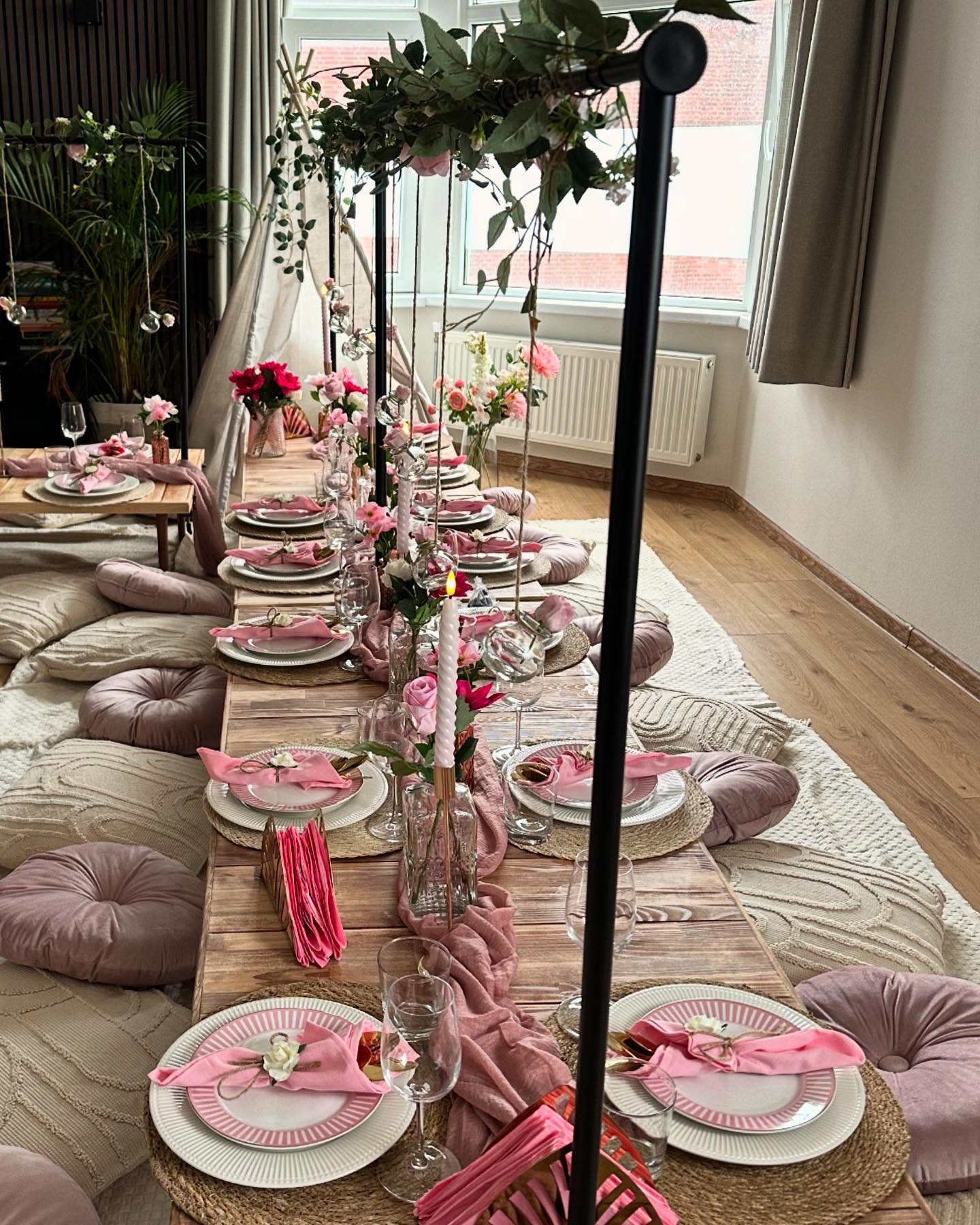 This setup was originally planned for a sunny afternoon in the park — but as we know, Dutch weather doesn’t always cooperate. So we brought it inside, and honestly, it turned out even better than expected.
A custom request for 18 people with soft blush tones, natural textures, and a relaxed, low table design. Proof that with the right details, you can create something special anywhere.
We’re always happy to tailor something just for you — indoors or out. Send a message to chat.
#IndoorPicnic #BespokeSetups #DutchWeatherPlans #EventStyling #MiniMunchkins #AmsterdamEvents