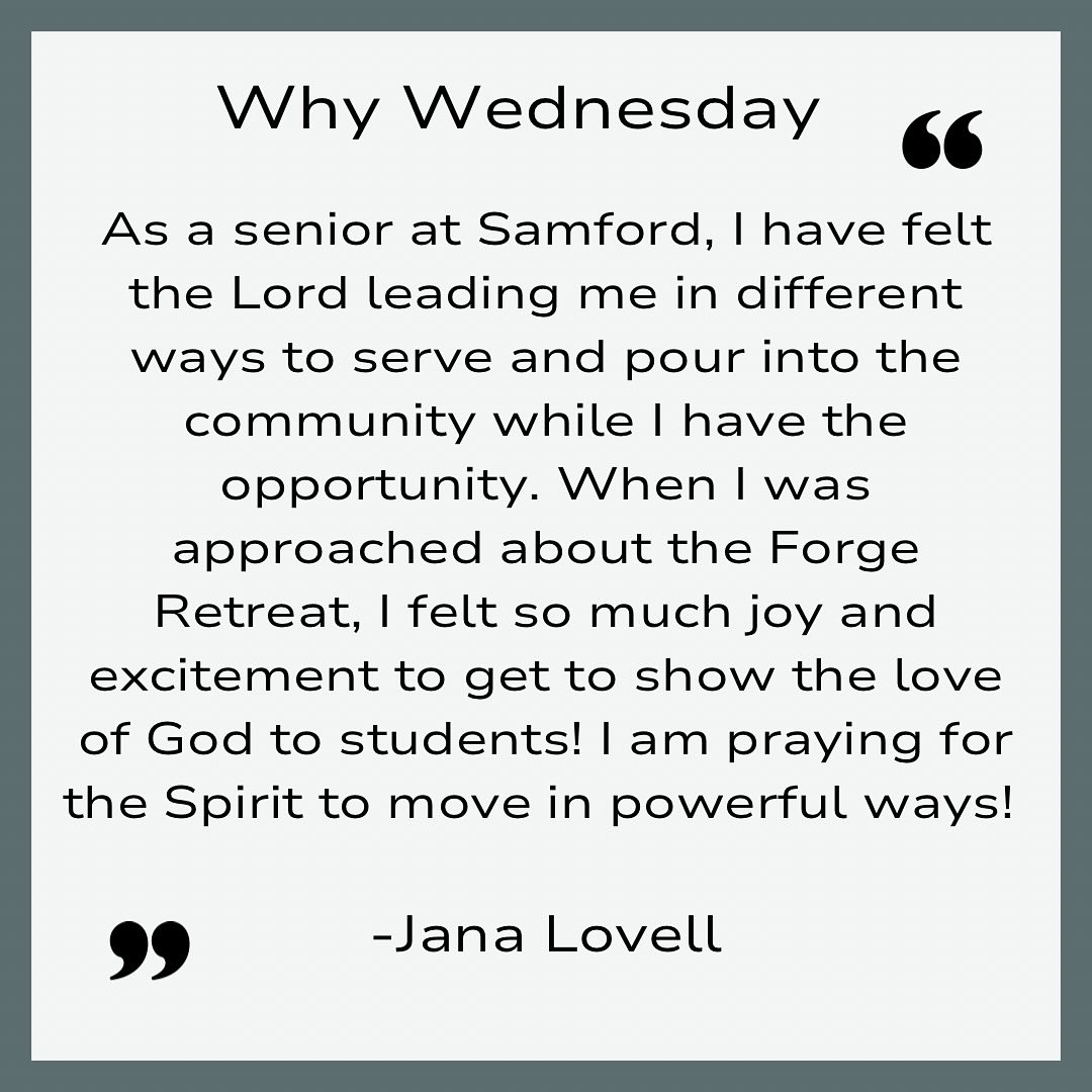 #WHYWEDNESDAY
Let’s hear from our awesome staff on why they wanted to be apart of Forge and why you should register! Student registration is open until July 28! #forge25