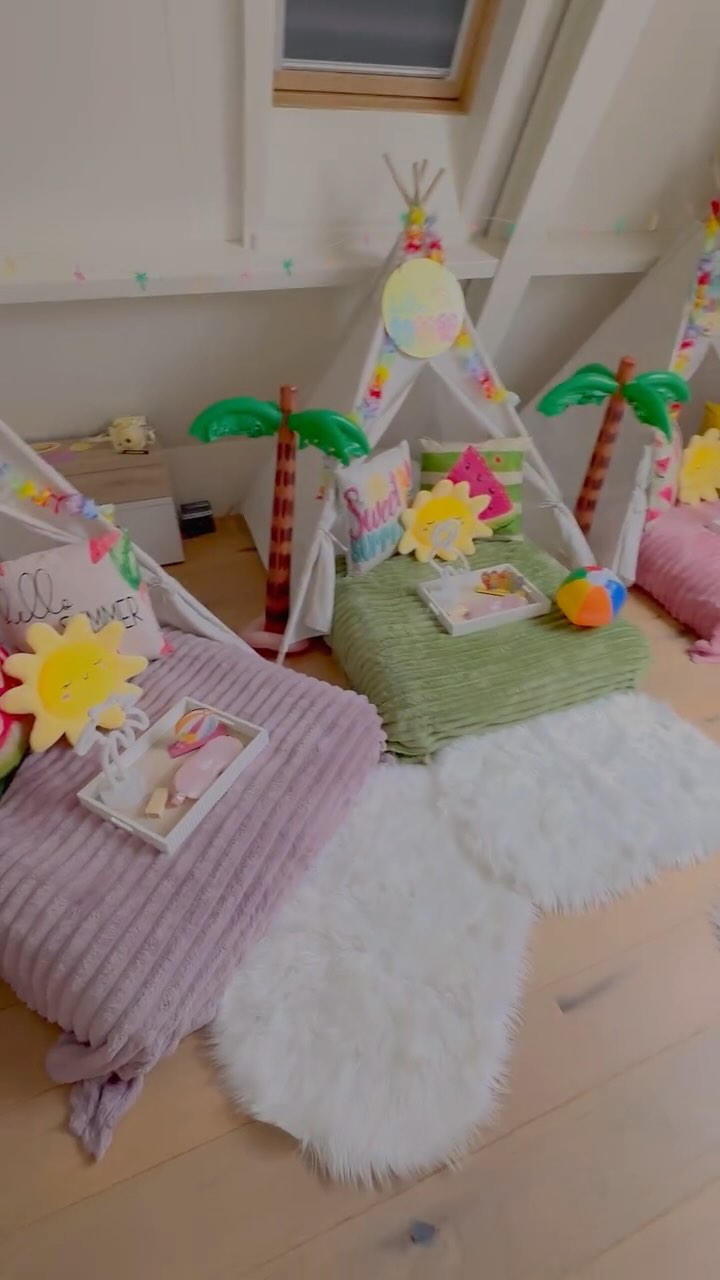 We brought the sunshine inside for a fun summer teepee party with spa kits and cozy vibes!
#SummerParty #TeepeeParty #IndoorPicnic #KidsPartyIdeas #SpaParty #SummerVibes #PartySetup #SleepoverParty #MiniMunchkins #TeepeeSleepover #KidsEventStyling #PartyGoals #FunForKids #SlumberParty