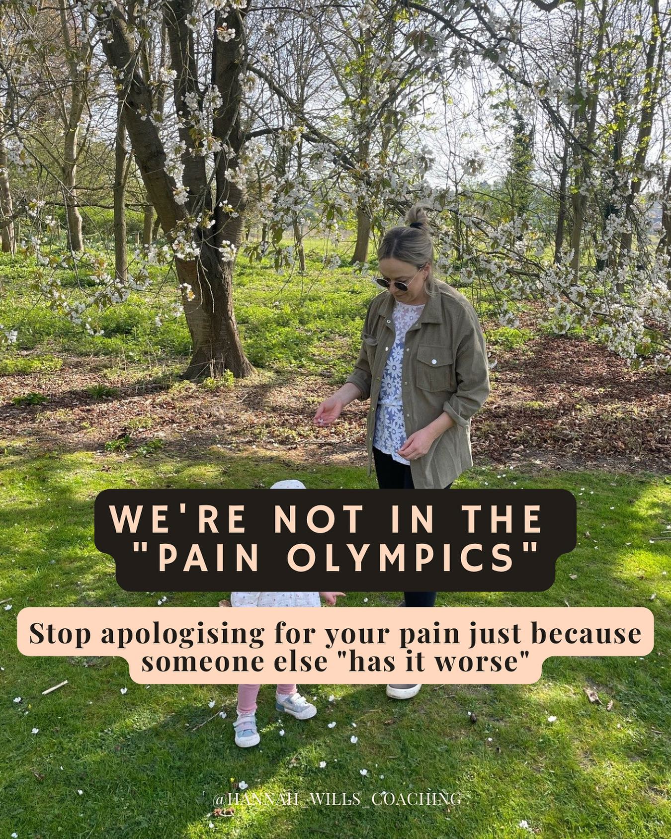 So stop gaslighting yourself! 🙏🏻
Just because someone else has been through something you perceive as “worse” doesn’t mean your pain isn’t real or worthy of care.
We don’t heal by ranking our suffering. We heal by acknowledging it.
You’re allowed to feel heartbroken, overwhelmed, or lost - even if someone else “has it harder.” Empathy is not a competition.
Your experience matters. Your healing matters. Your story matters. 💛
Big love!
Hannah xx
To celebrate my return to coaching after maternity leave, my coaching packages are 20% off for a limited time.
If you’re ready to start trusting and loving yourself more deeply, book a free discovery call with me via the link in my bio. Let’s talk about where you are and where you want to go.
#MentalHealthAwareness #YouMatter #HealingJourney #LifeCoach #NoPainOlympics #EmotionalHealth #FeelYourFeelings”